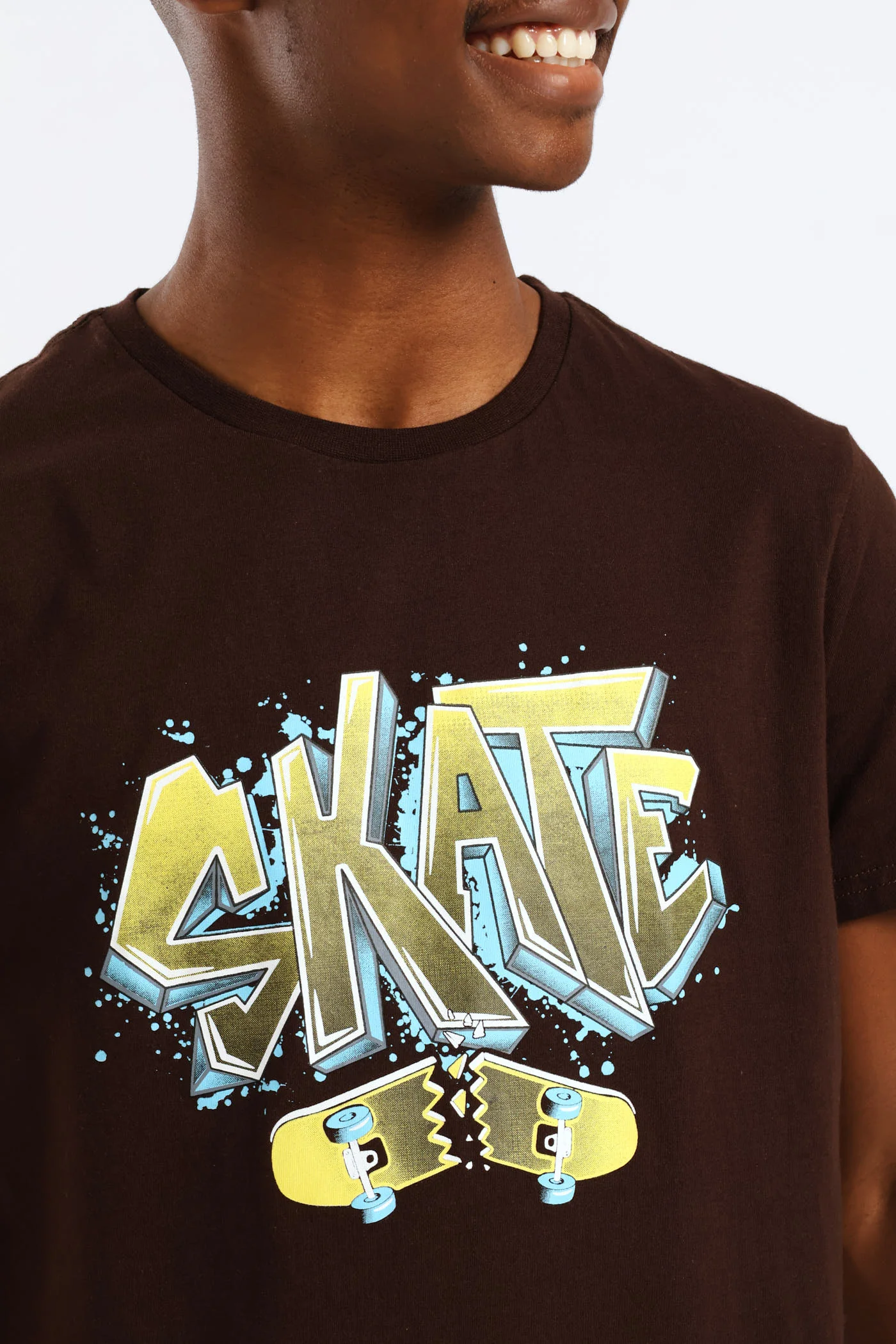Boys Skater Print Tee - Brown - Image 2