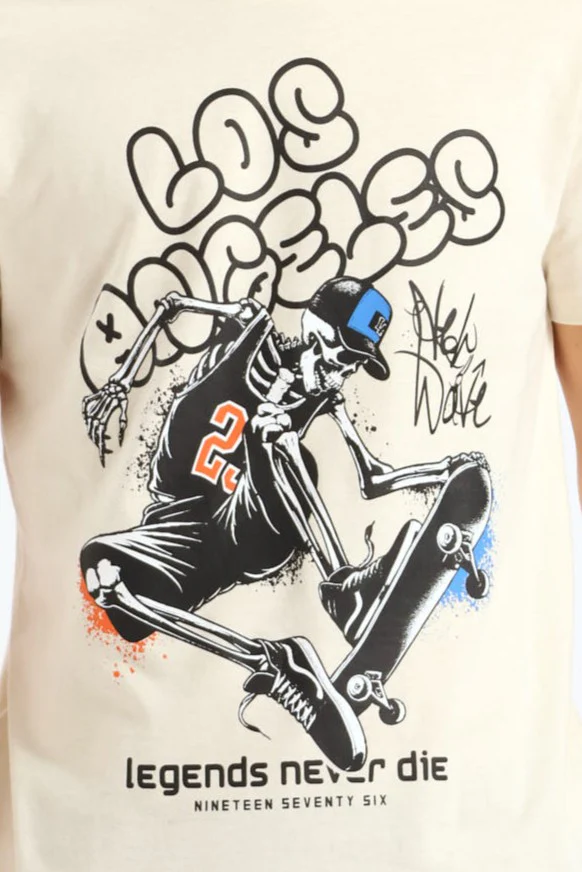 Boys Skeleton Basketball Print Tee - Stone - Image 2