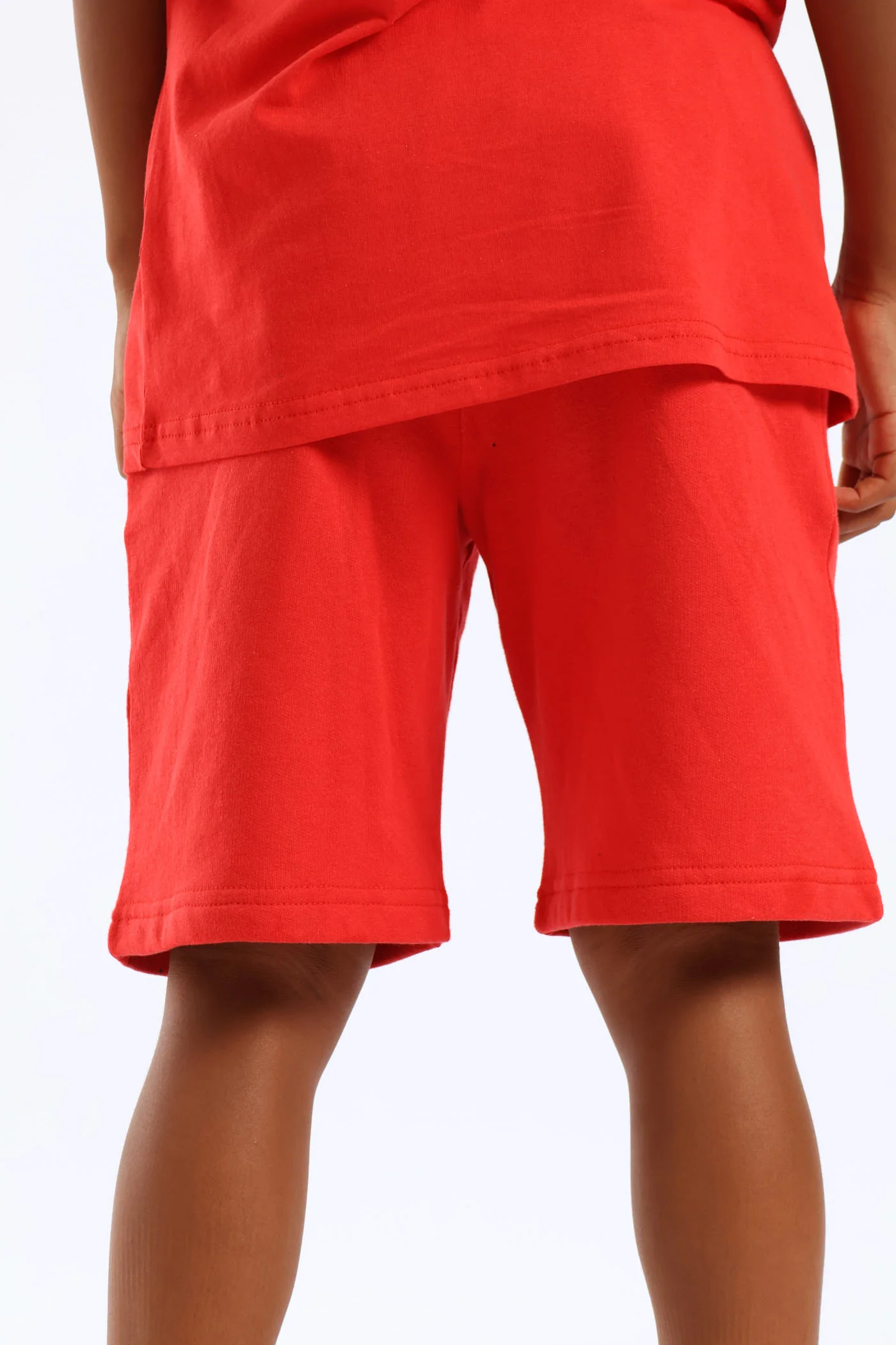 Boys Slogan Fleece Short - Red - Image 4