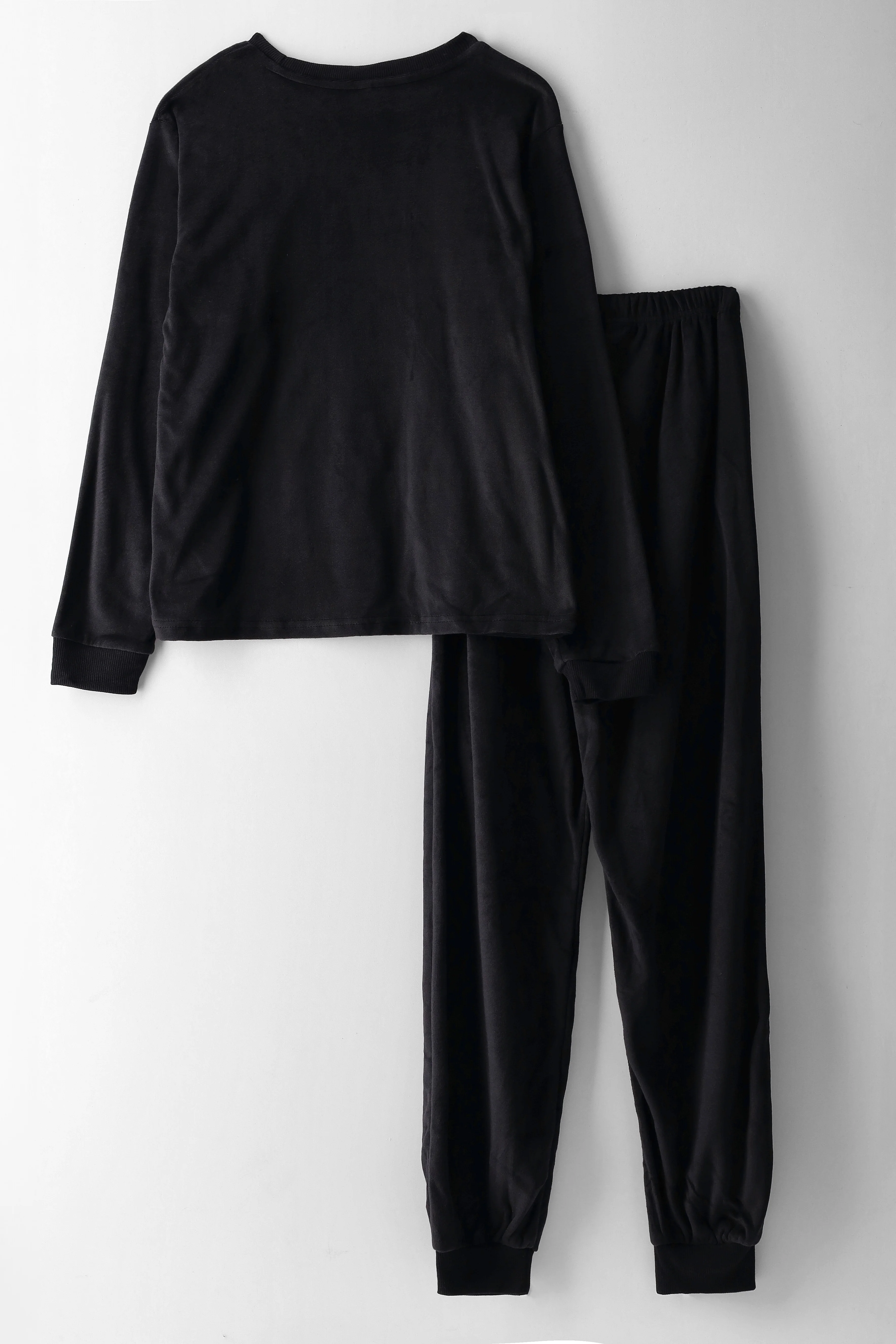 Boys Smiley Long Velour Sleep Set - Black - Image 2