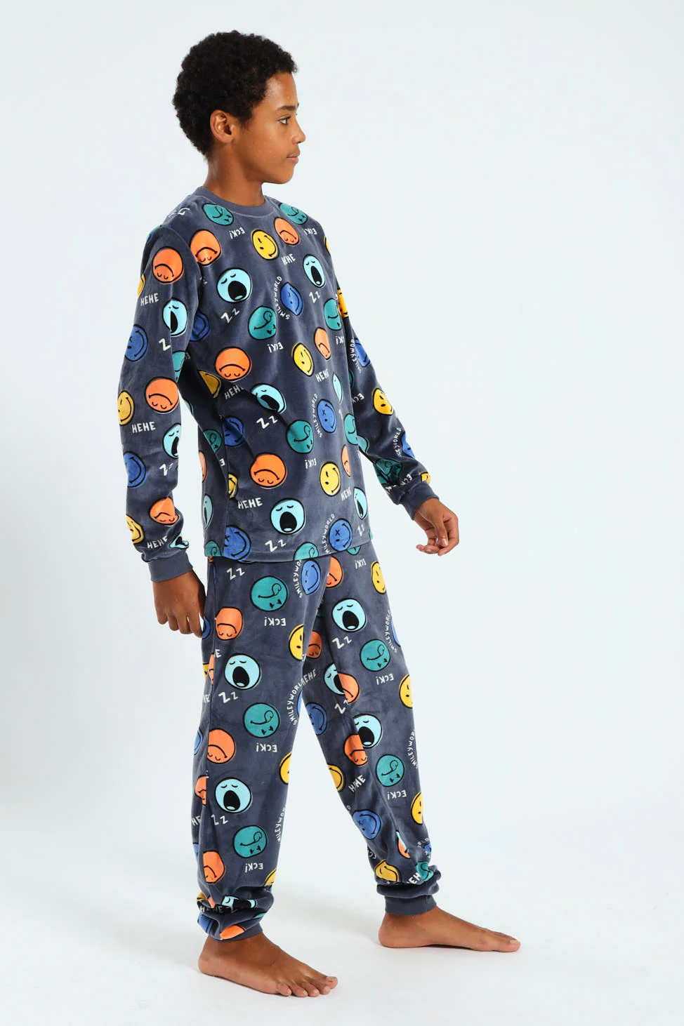 Boys Smiley Print Sleep Set - Blue - Image 2