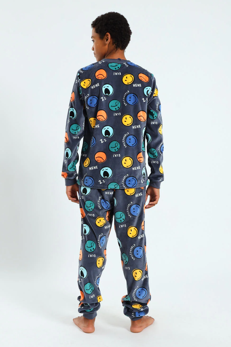 Boys Smiley Print Sleep Set - Blue - Image 3