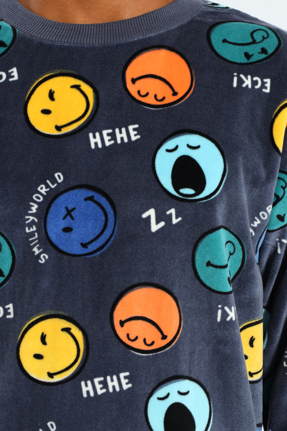 Boys Smiley Print Sleep Set - Blue - Image 4
