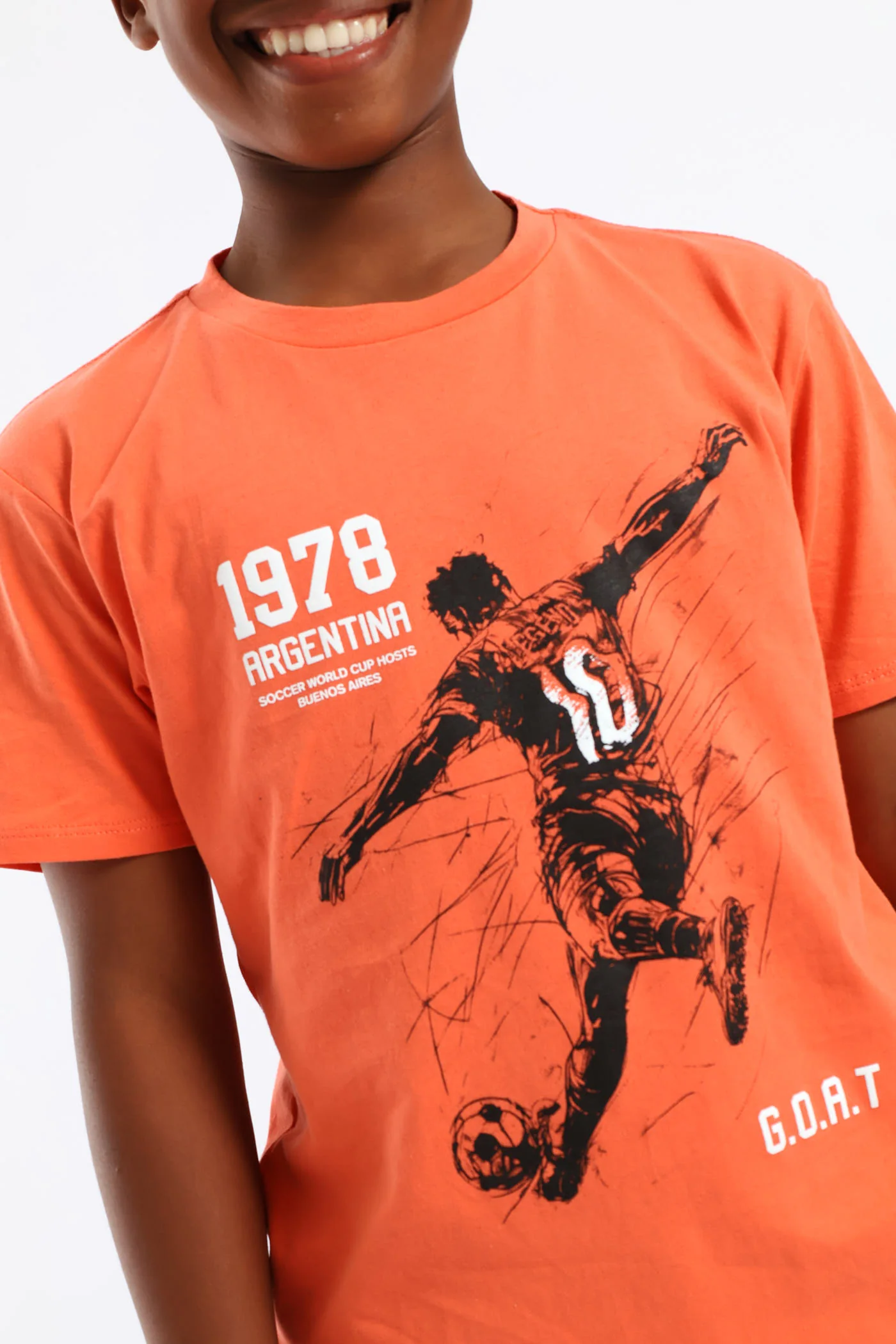 Boys Soccer Print T-Shirt - Coral - Image 2