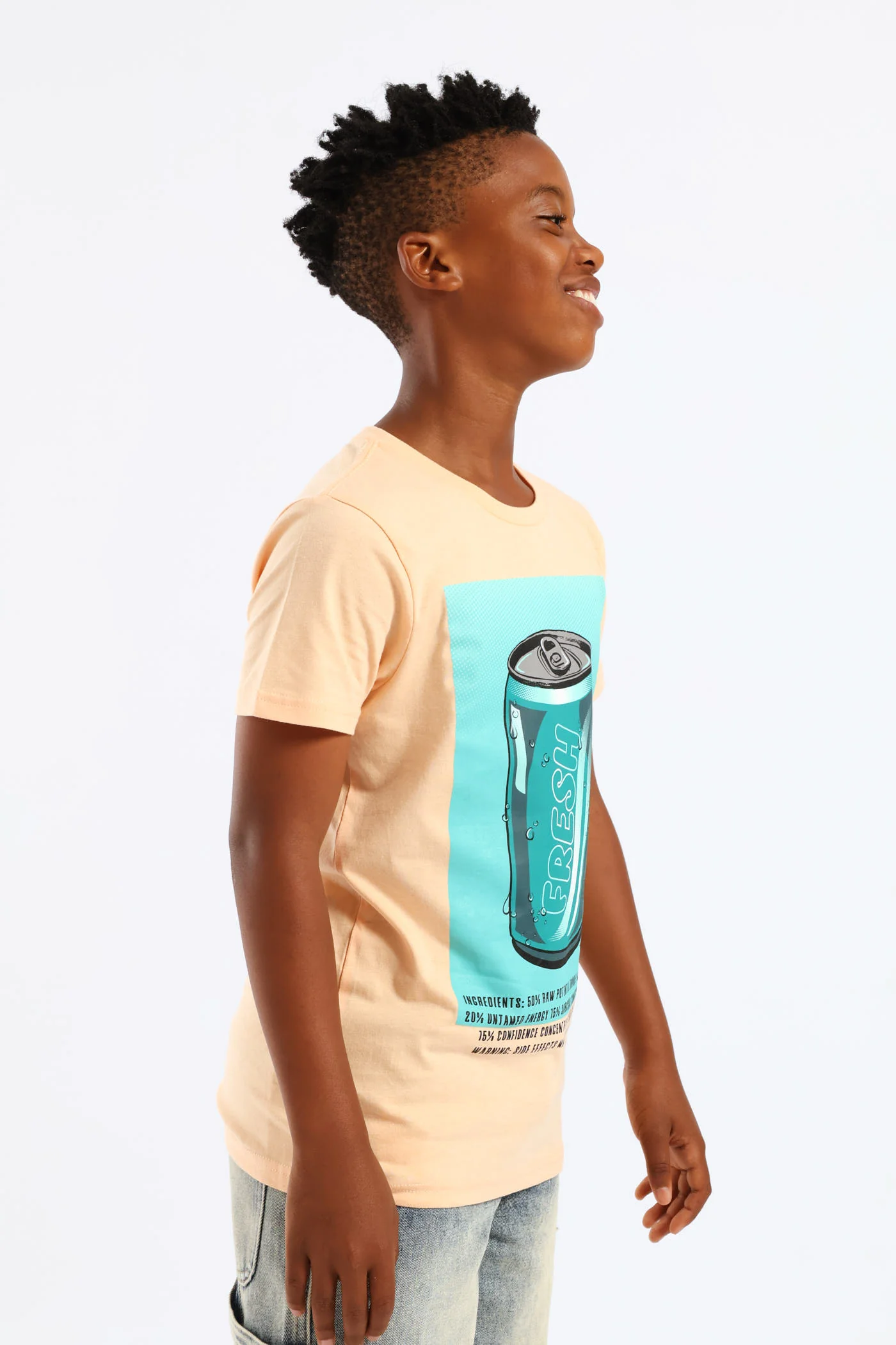 Boys Soda Print T-Shirt - Light Orange - Image 3