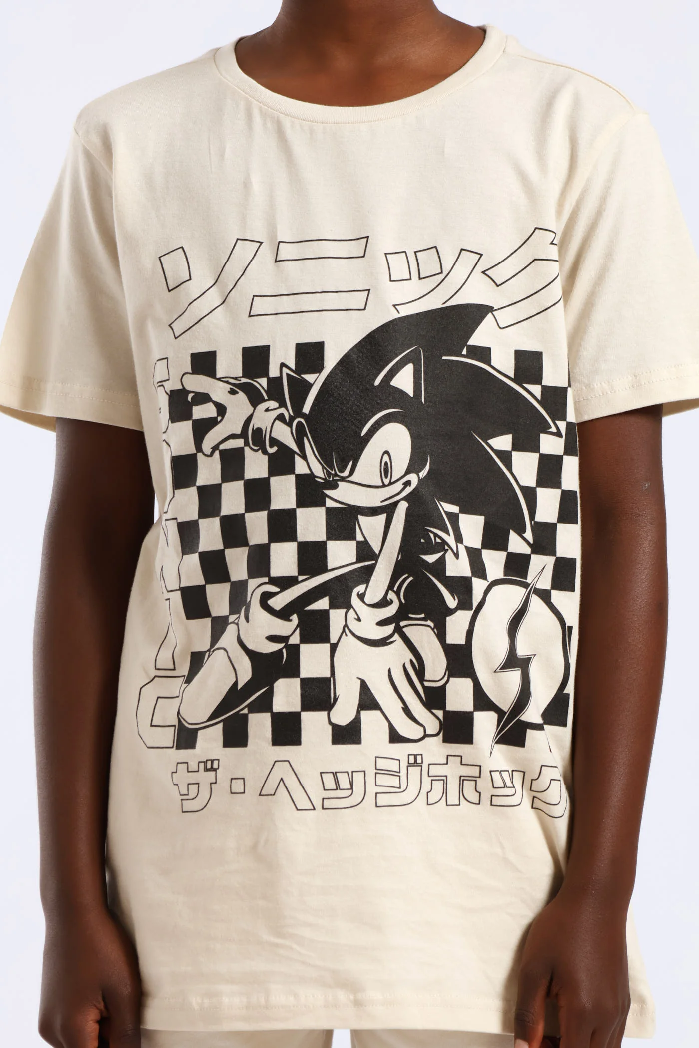 Boys Sonic Check T-Shirt - Stone - Image 4
