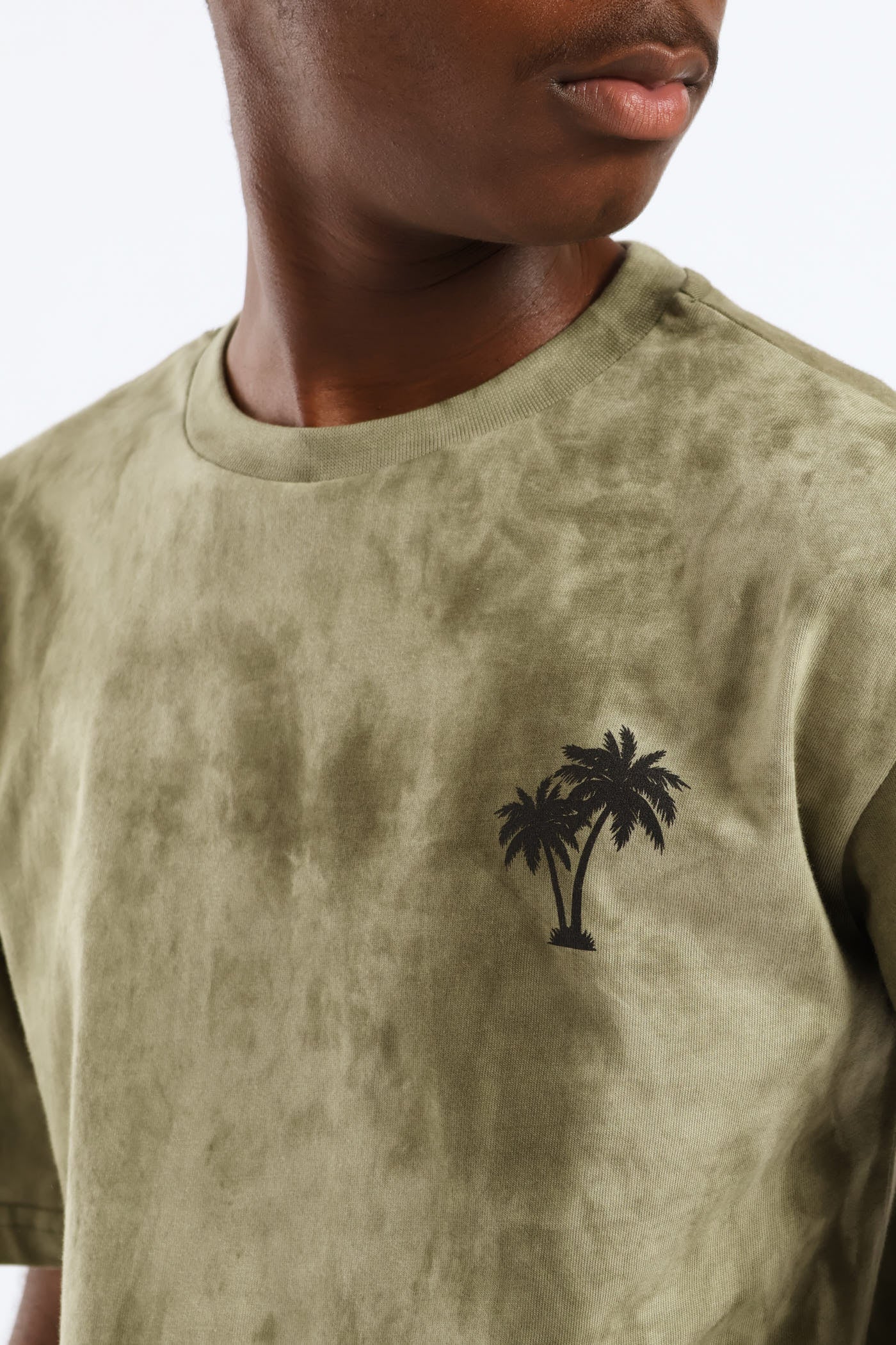 Boys Spectra Dye Palm Oversized T-Shirt - Olive - Image 2