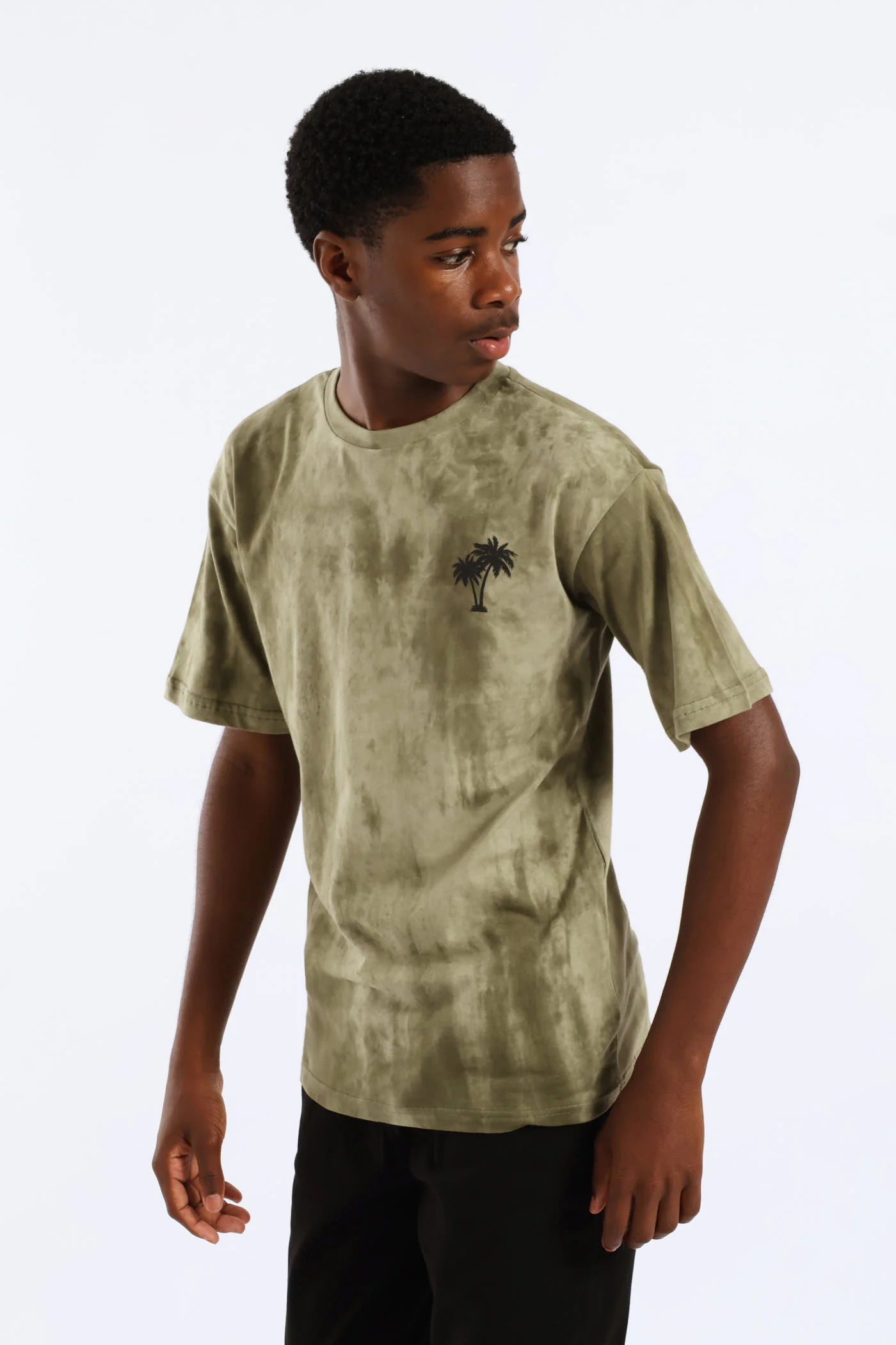 Boys Spectra Dye Palm Oversized T-Shirt - Olive - Image 3