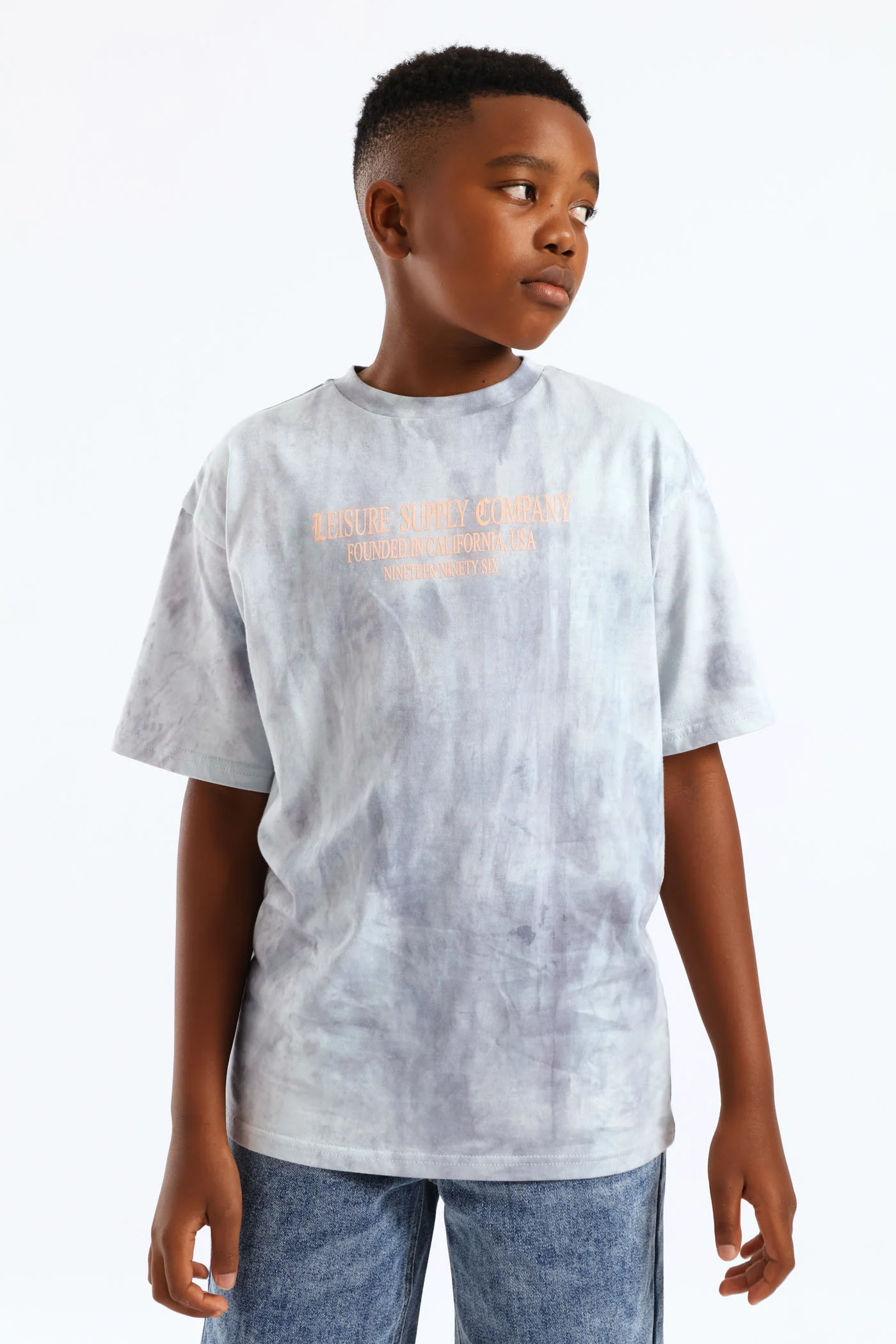 Boys Spectra Dye Palm Print T-Shirt - Blue/Grey - Image 3