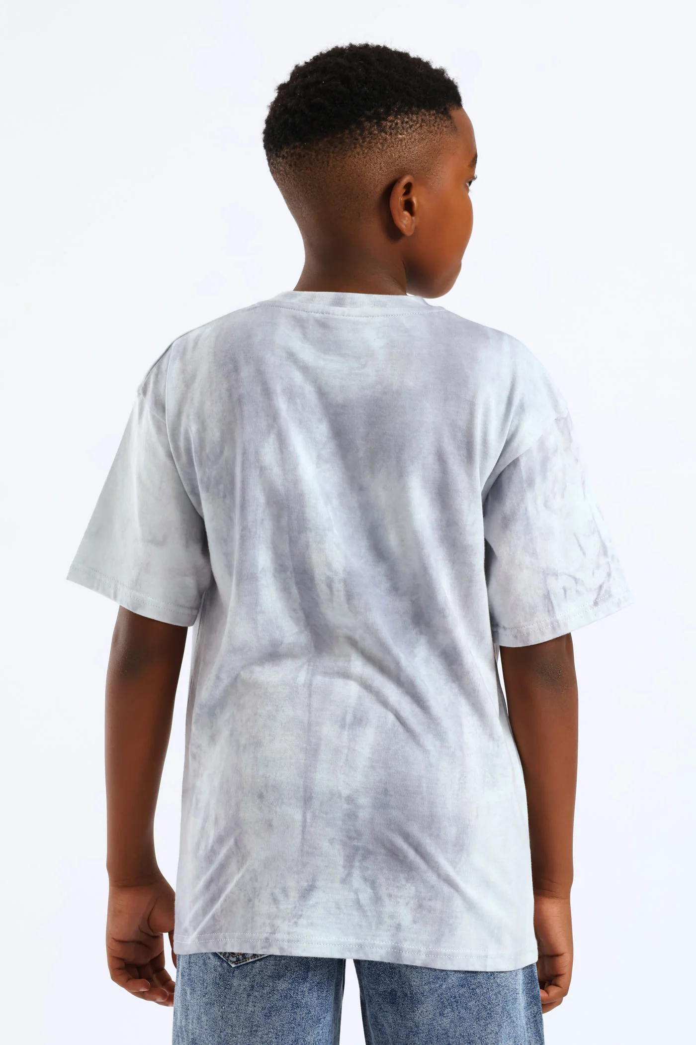 Boys Spectra Dye Palm Print T-Shirt - Blue/Grey - Image 5