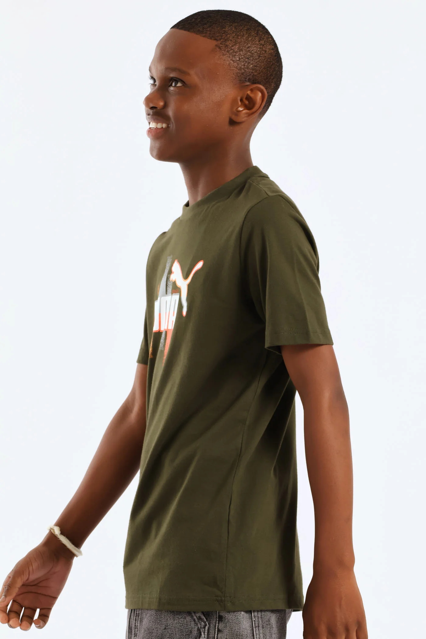 Boys Splash Print Tee - Olive - Image 3