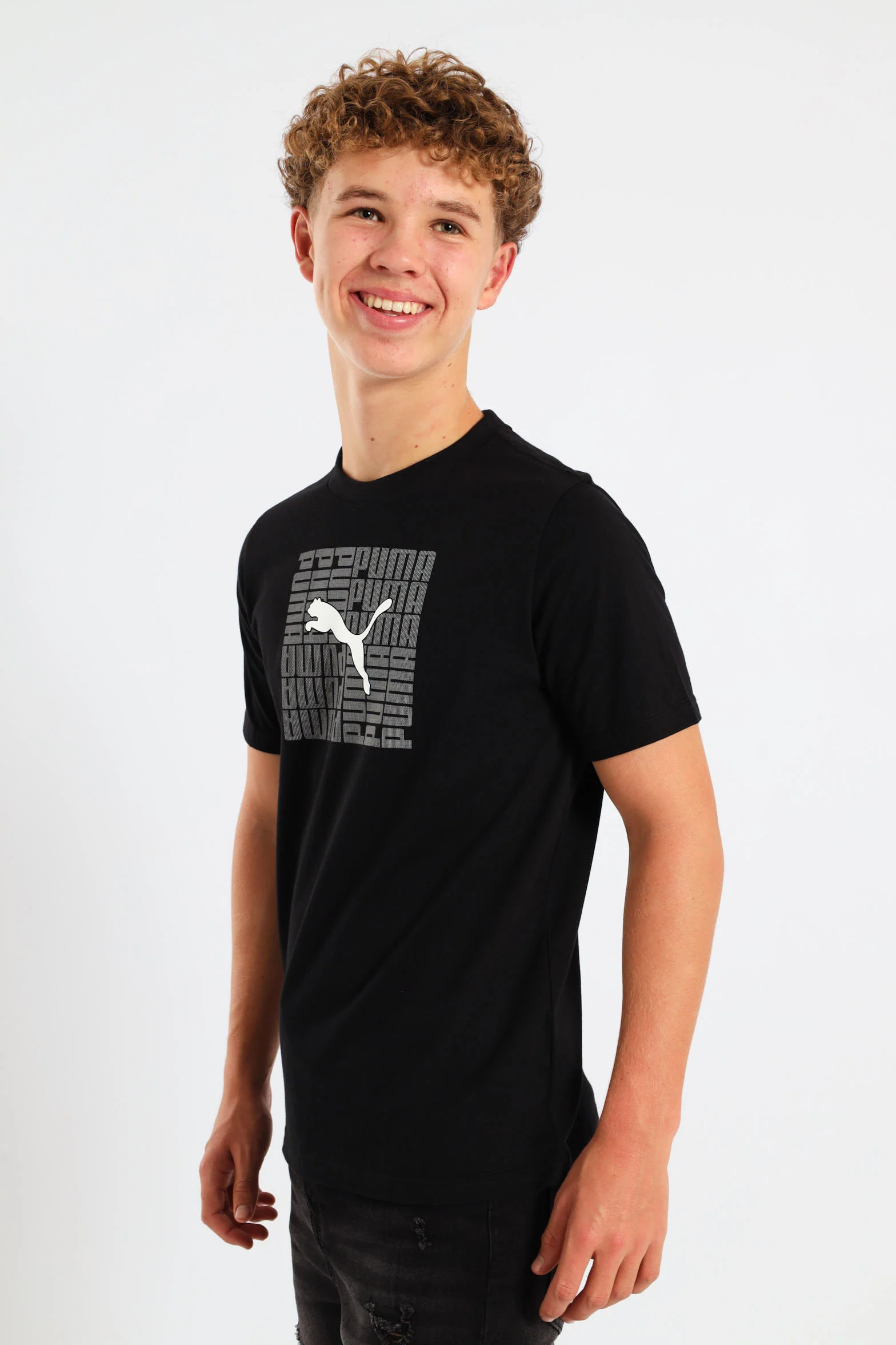 Boys Split Frame Cat Tee - Black - Image 2