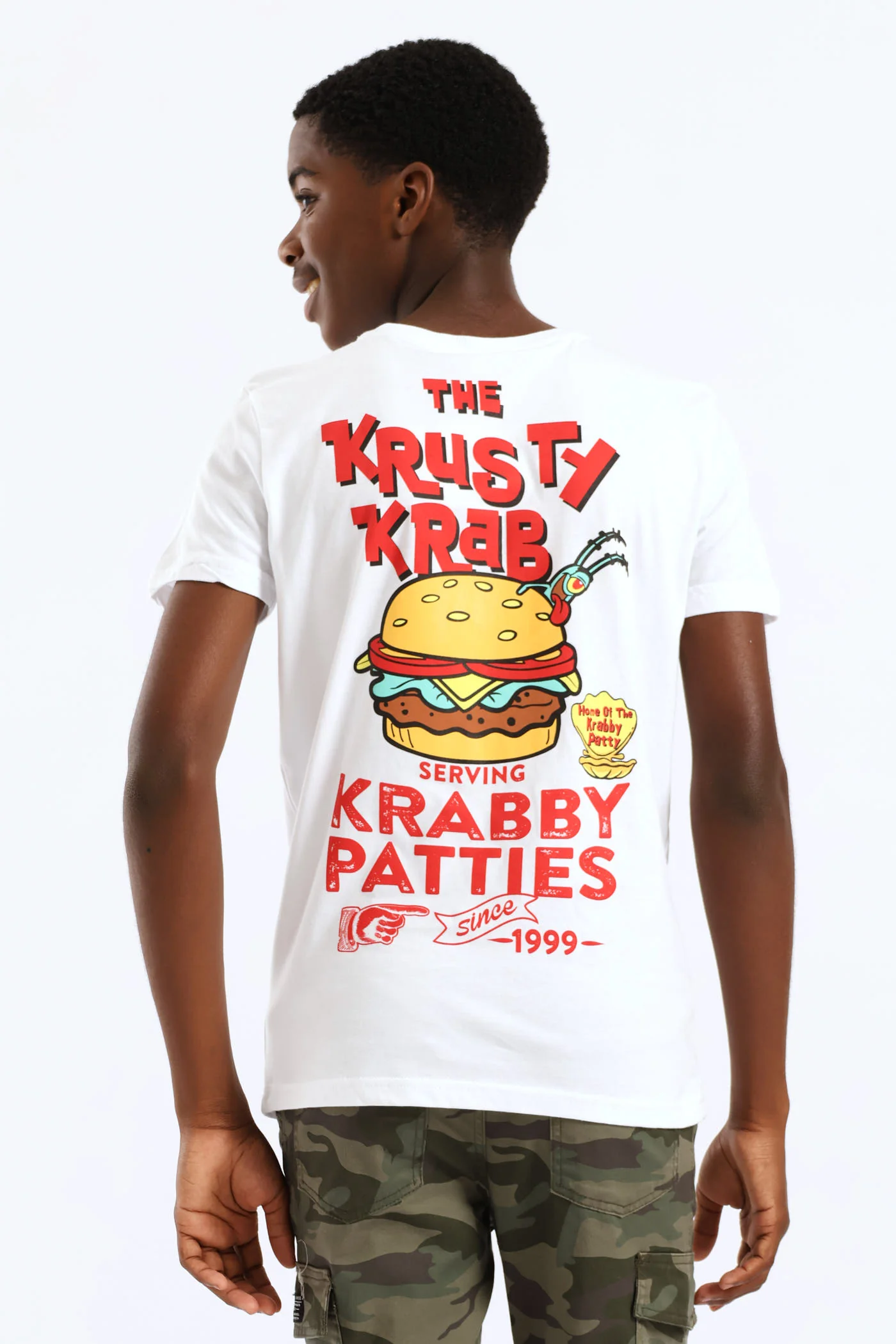 Boys Spongebob Back Print T-Shirt - White - Image 2