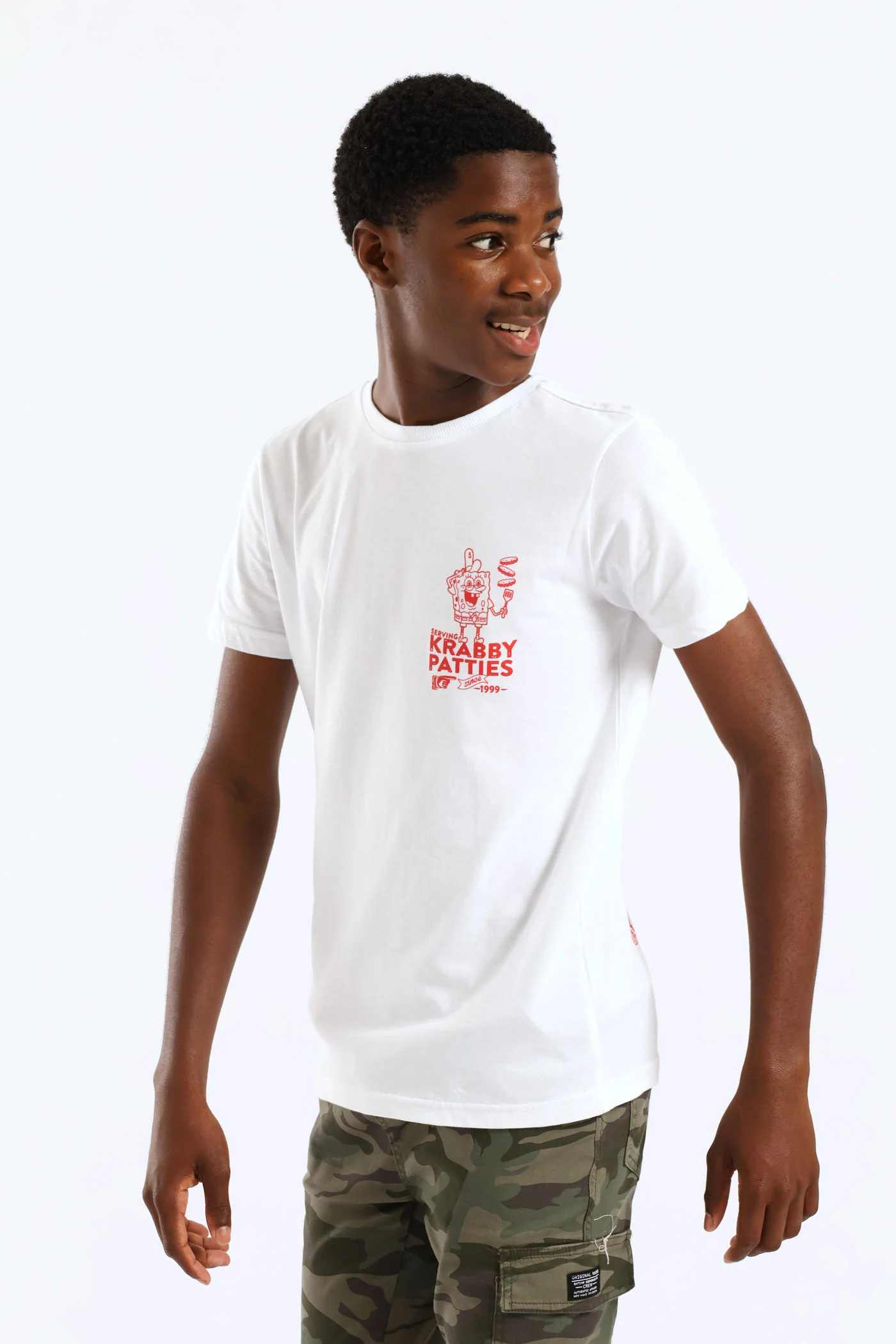 Boys Spongebob Back Print T-Shirt - White - Image 4