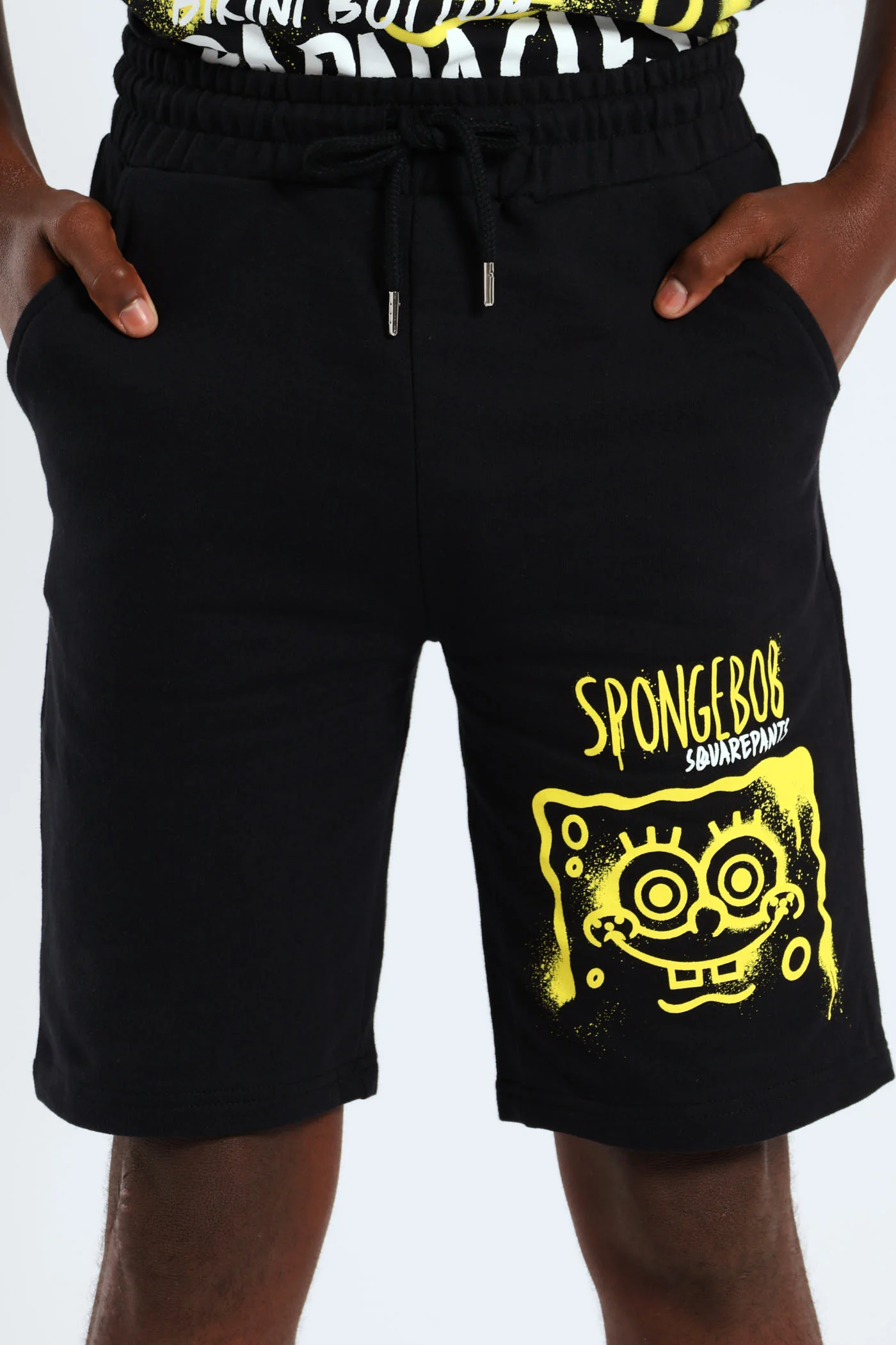 Boys Spongebob Fleece Shorts - Black - Image 2