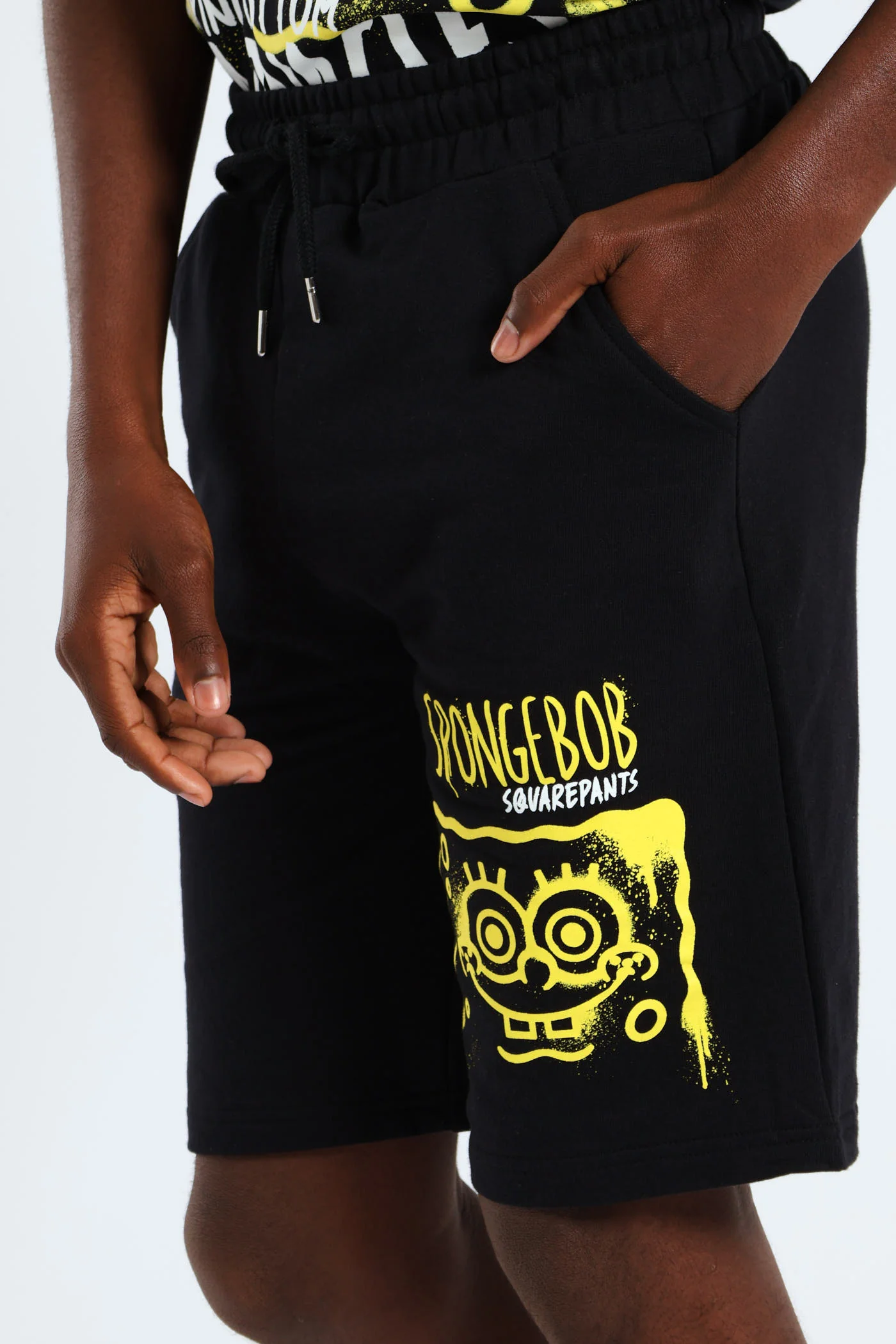 Boys Spongebob Fleece Shorts - Black - Image 3