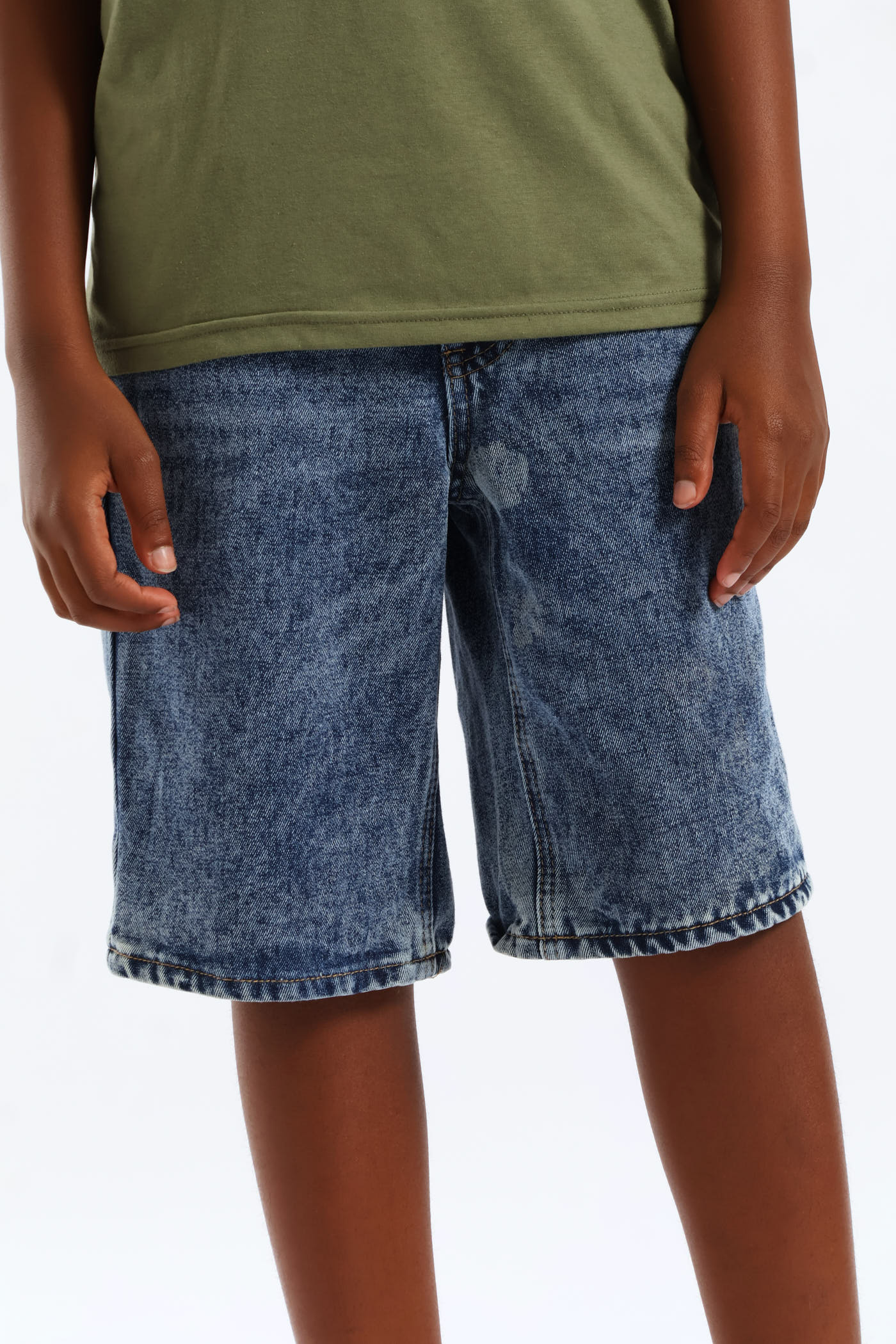 Boys Stonewash Denim Bermuda Short - Blue - Image 4