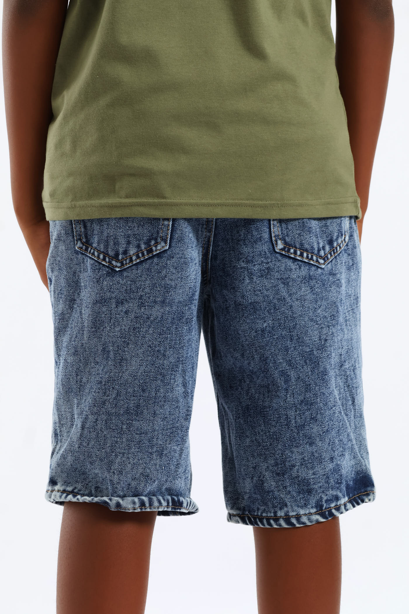 Boys Stonewash Denim Bermuda Short - Blue - Image 6