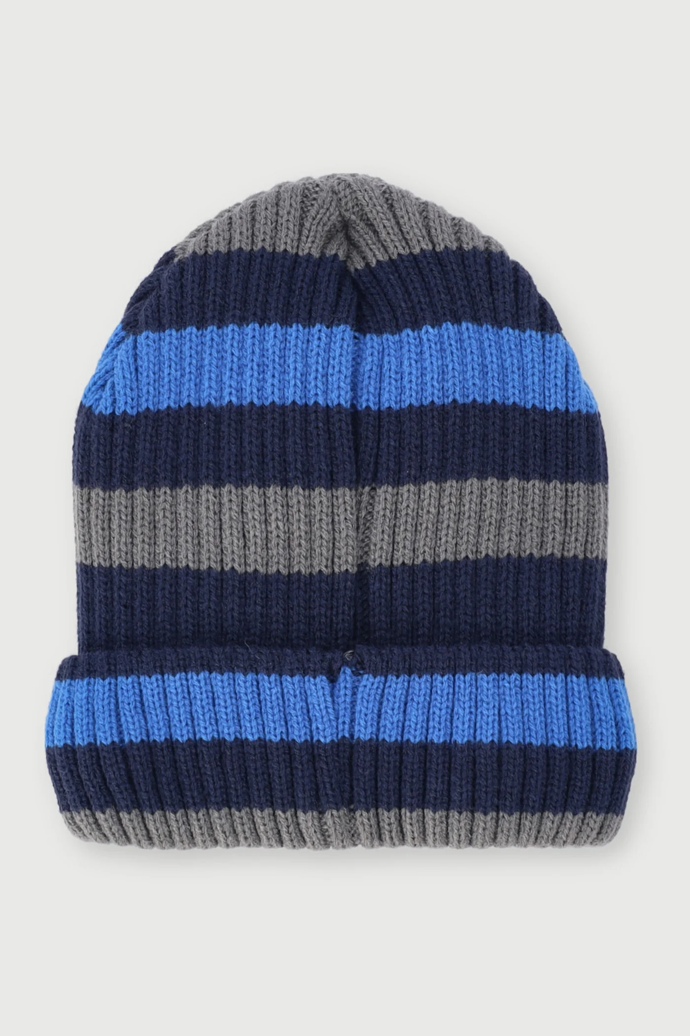 Boys Stripe Beanie - Navy/Grey - Image 2