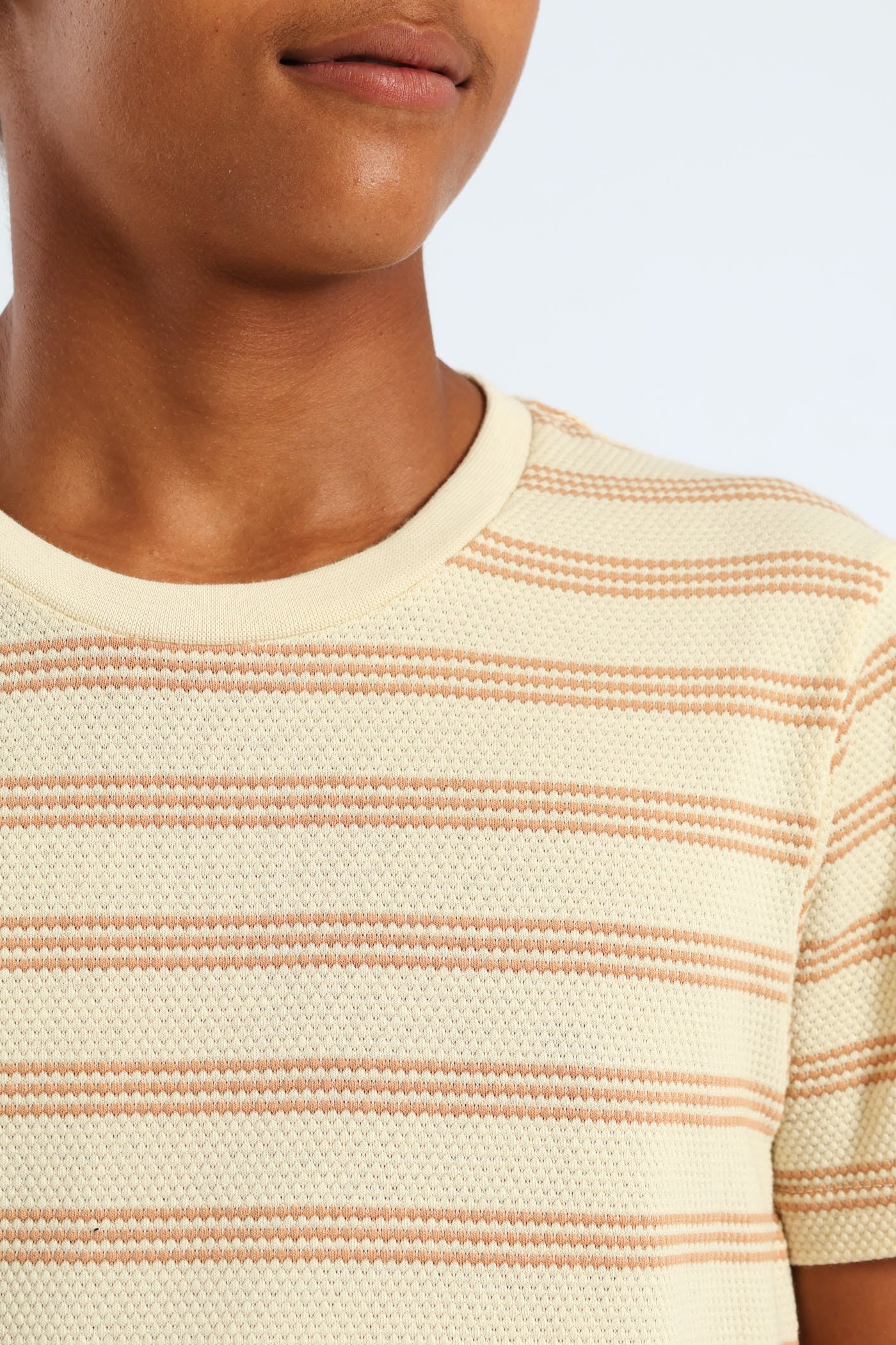 Boys Stripe Jacquard Knit Tee - Cream - Image 2