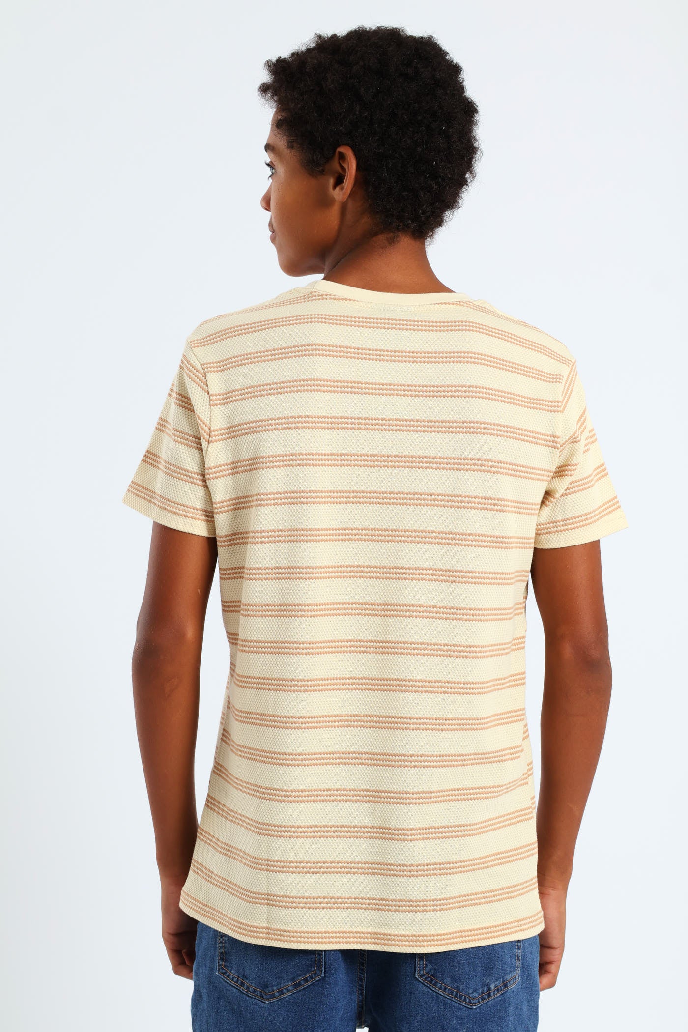 Boys Stripe Jacquard Knit Tee - Cream - Image 5