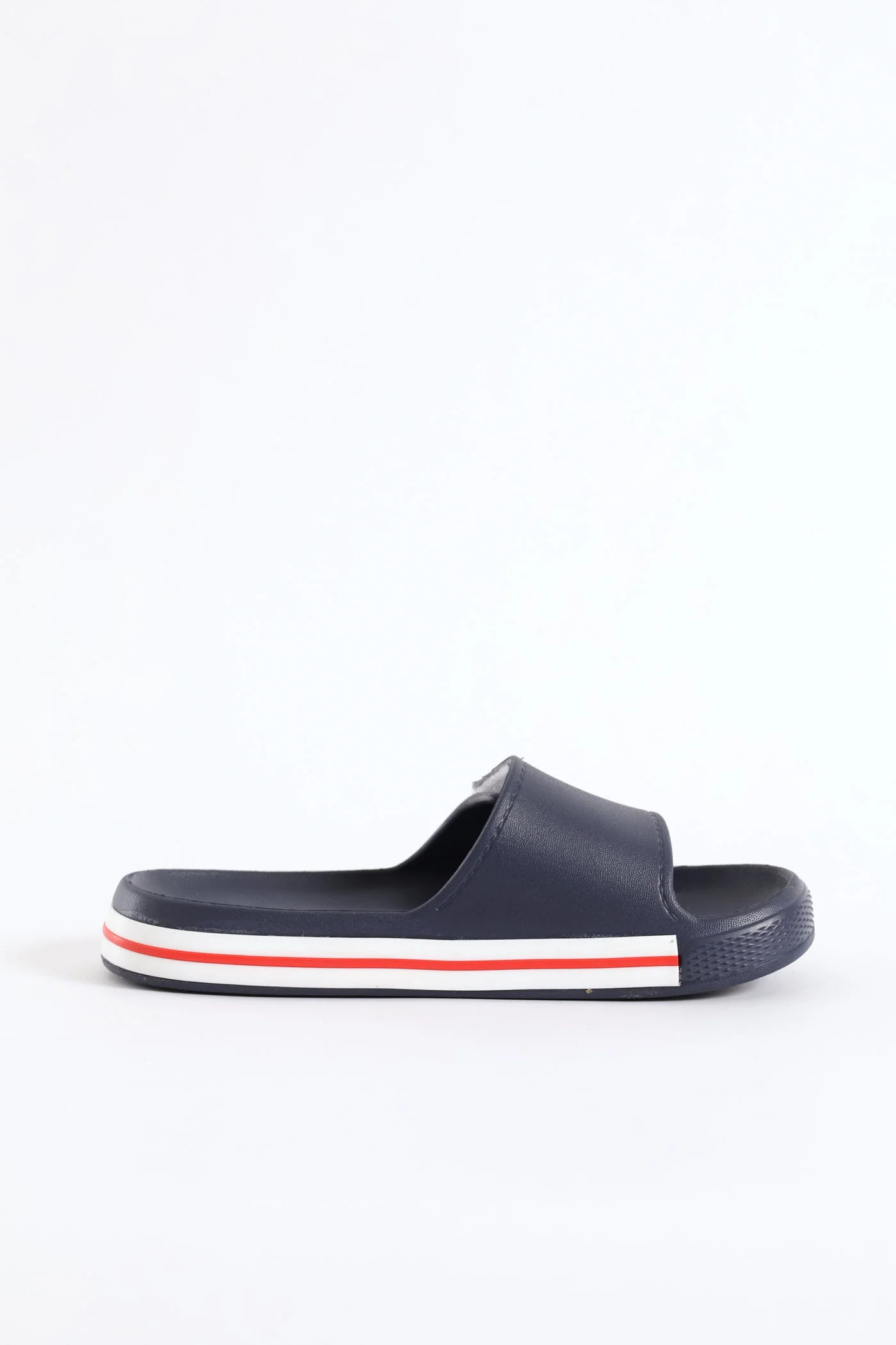 Boys Stripe Moulded Slide Sandal - Navy/Red - Image 3