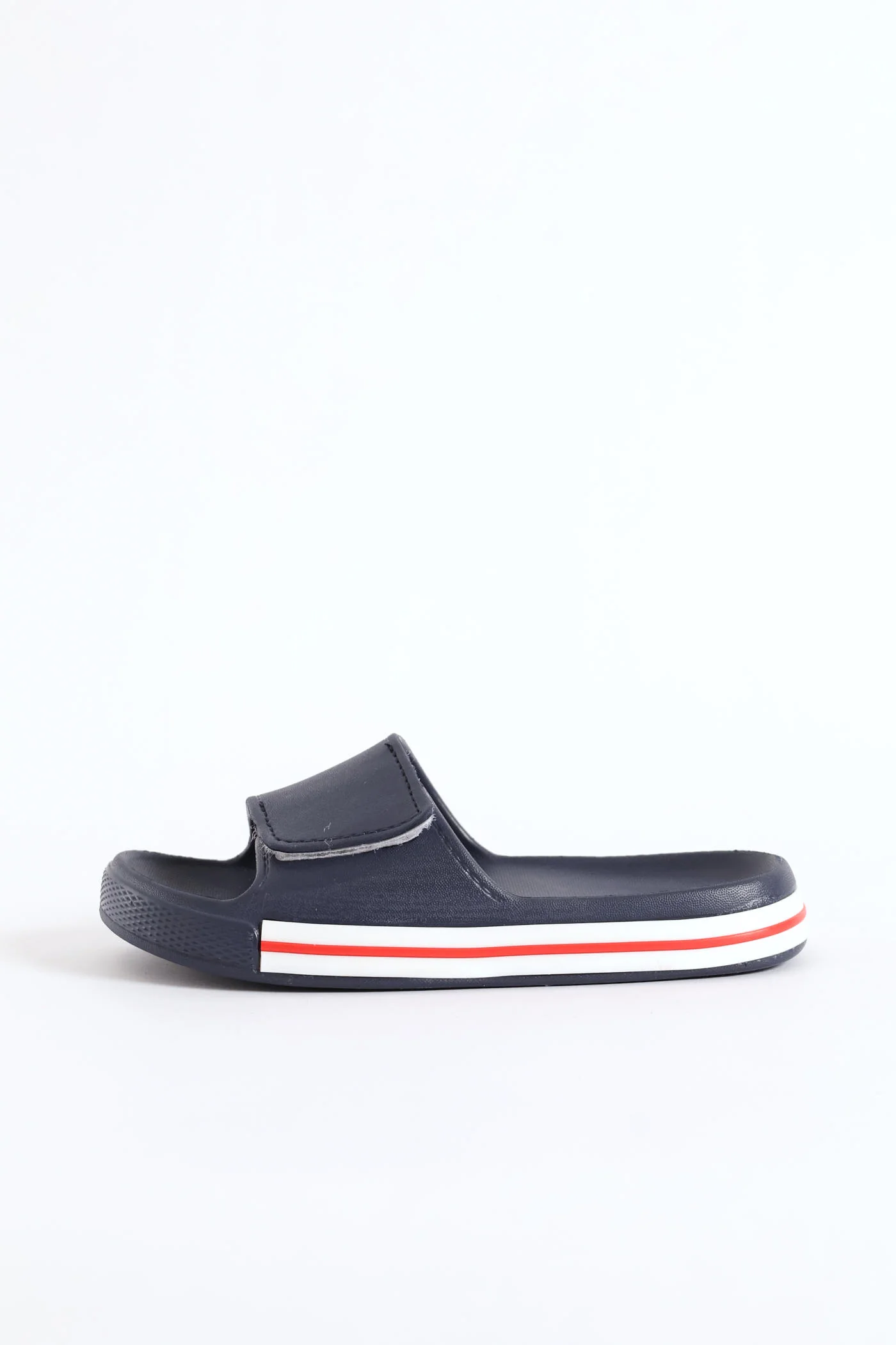 Boys Stripe Moulded Slide Sandal - Navy/Red - Image 4