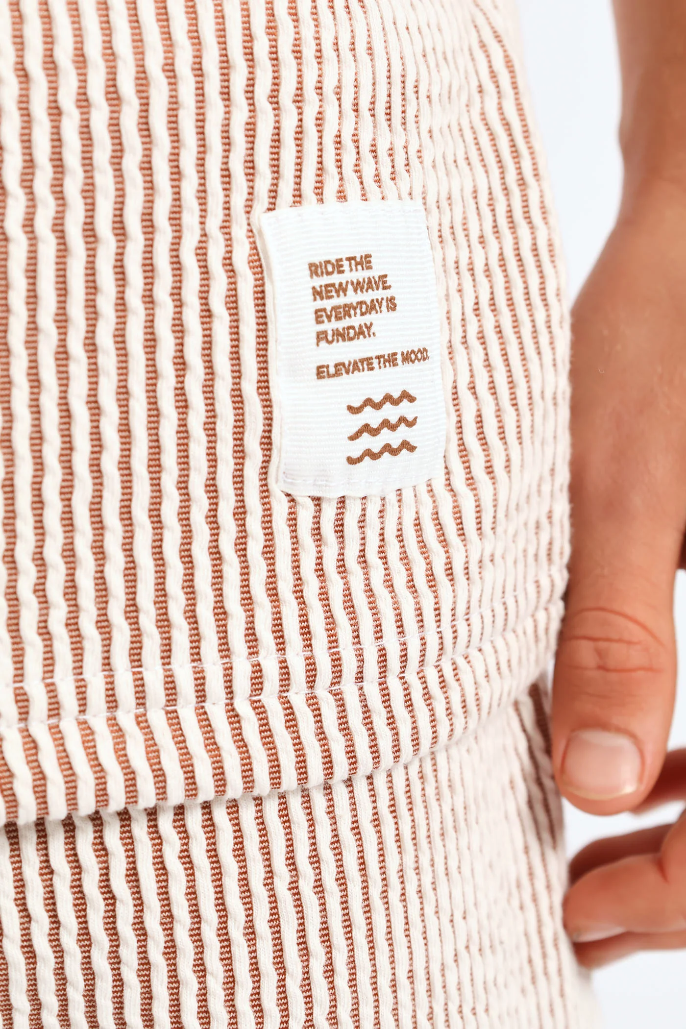Boys Stripe Seersucker Textured T-Shirt - Rust - Image 5