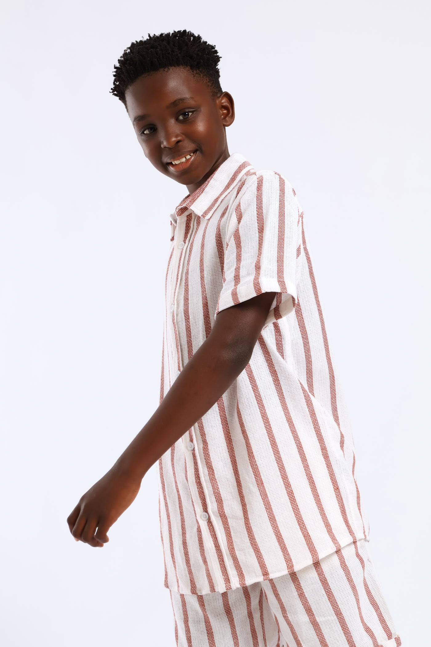 Boys Stripe Texture Shirt - Natural - Image 3