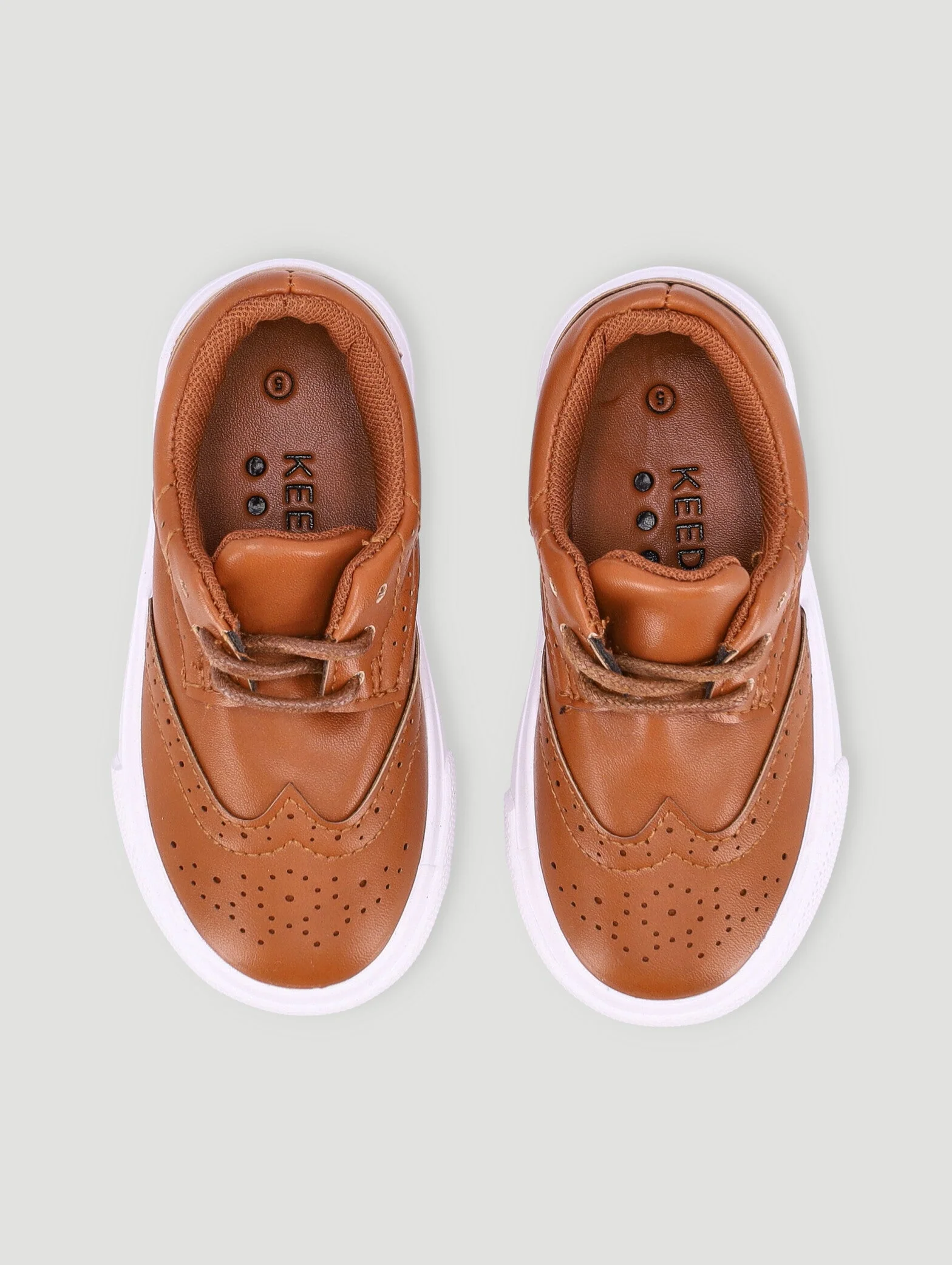 Keedo Boys Tan Brogue Smart Lace Up Occasion Shoe - Image 5