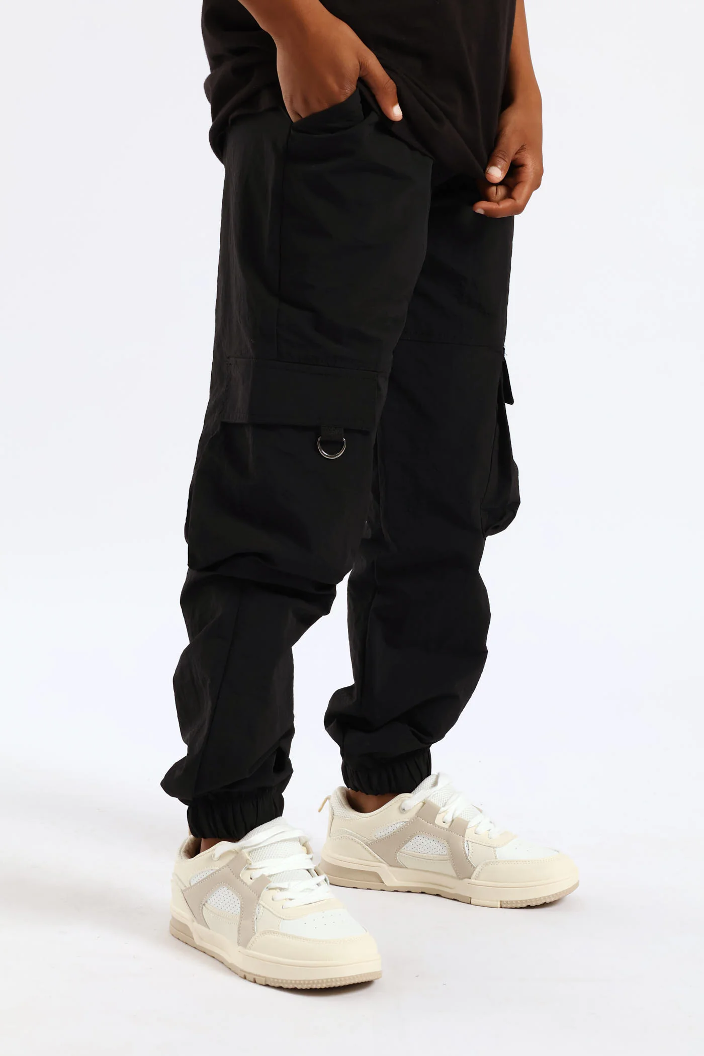 Boys Taslon Cargo Jogger - Black - Image 2