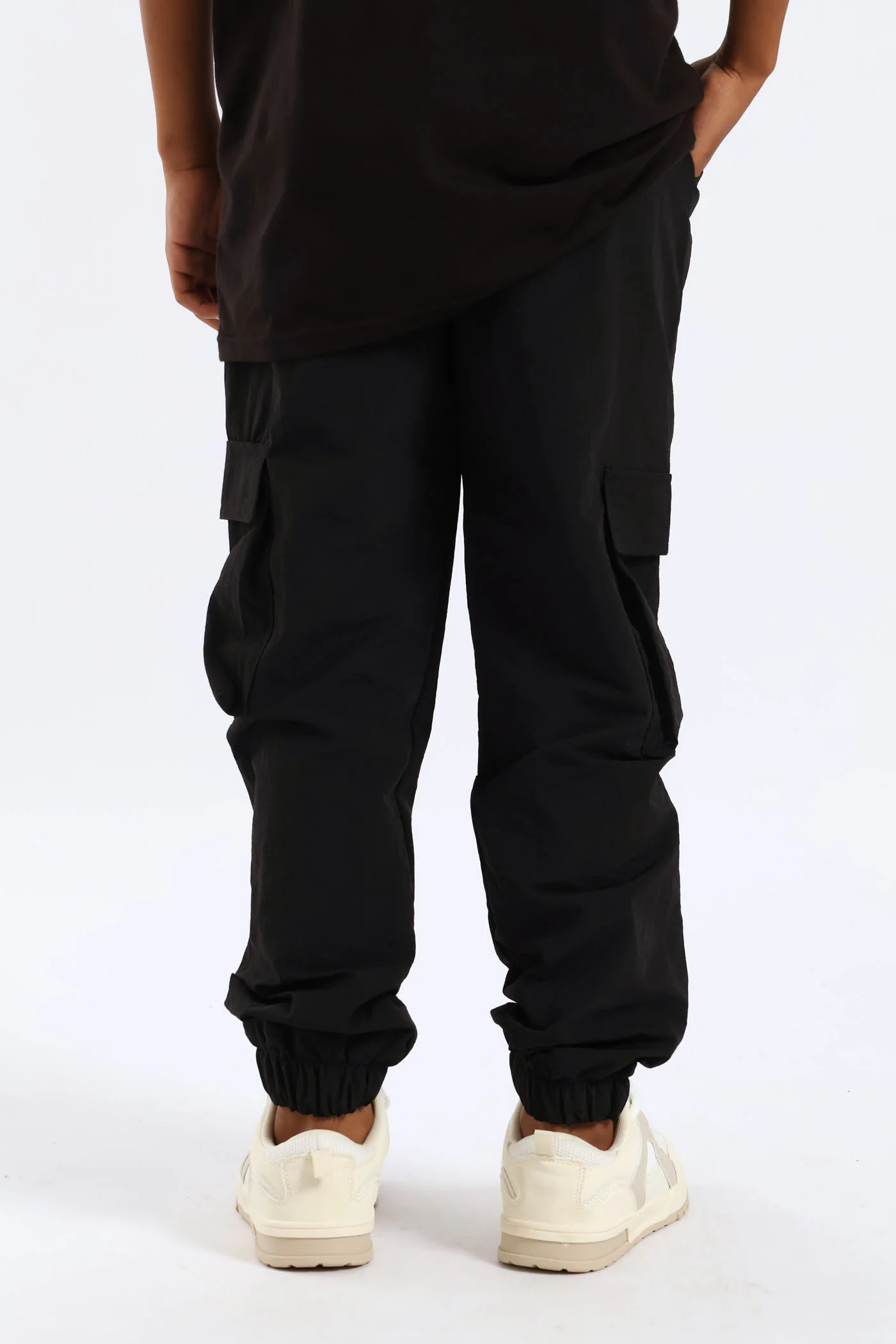 Boys Taslon Cargo Jogger - Black - Image 4
