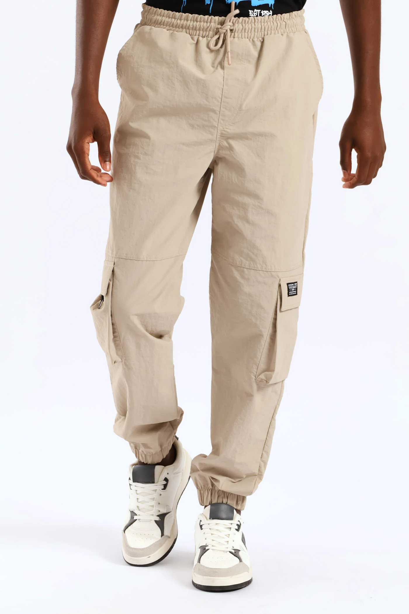 Boys Taslon Cargo Jogger - Stone - Image 2