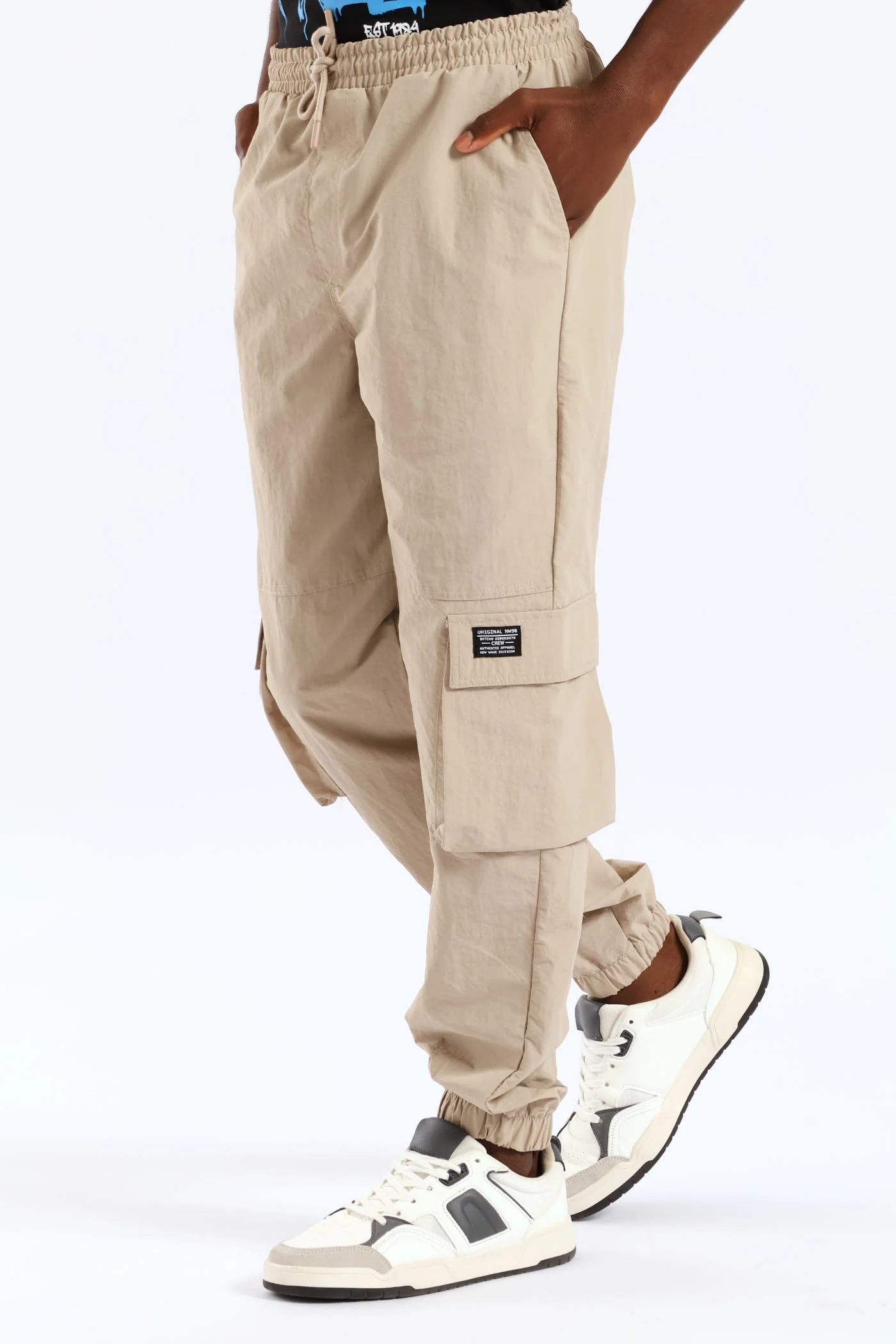 Boys Taslon Cargo Jogger - Stone - Image 3