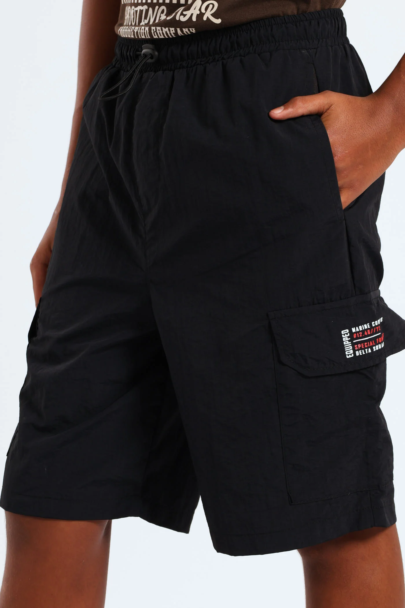 Boys Taslon Cargo Short - Black - Image 2