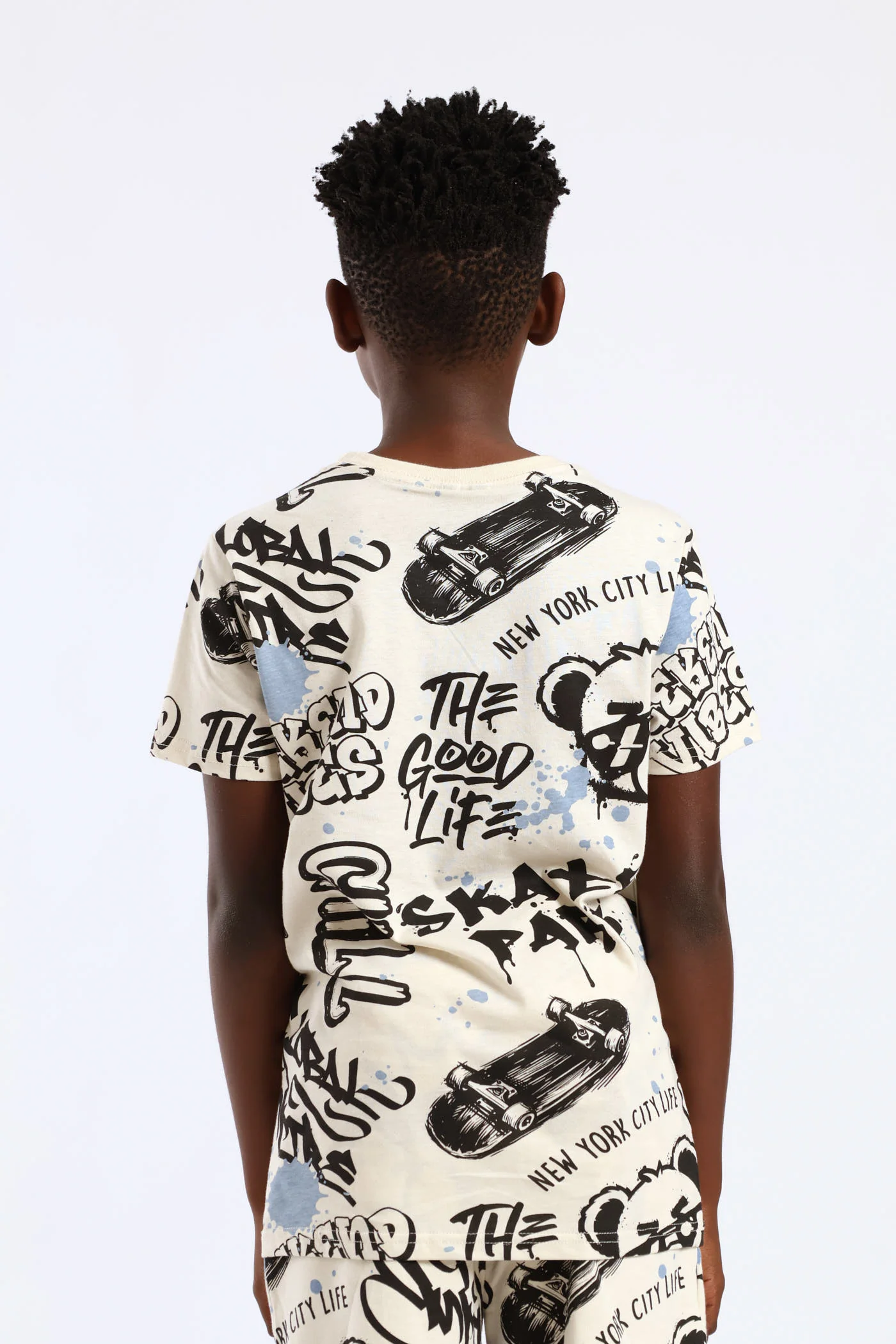 Boys Teddy Skate Tee - Stone - Image 3