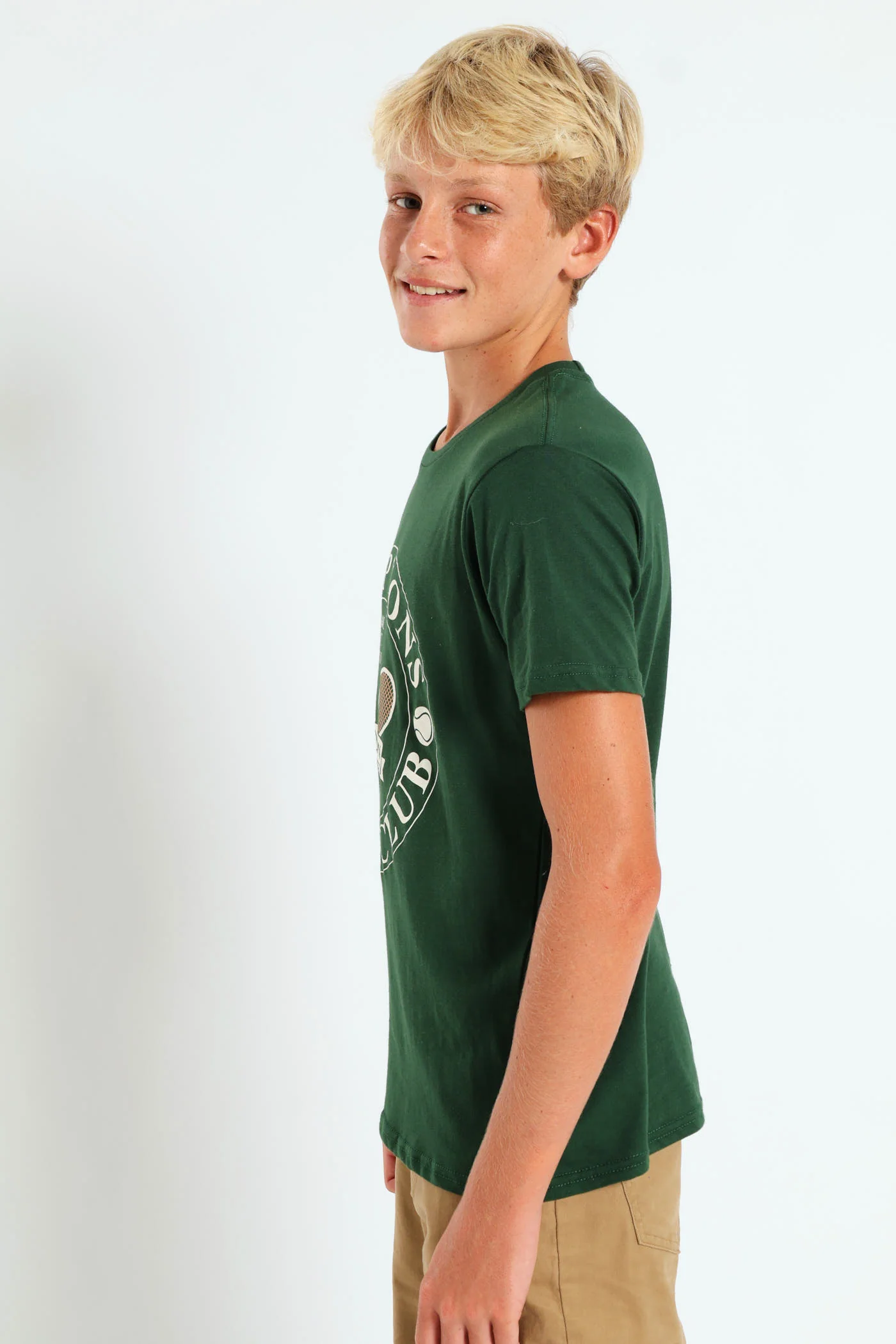 Boys Tennis Print Tee - Green - Image 3