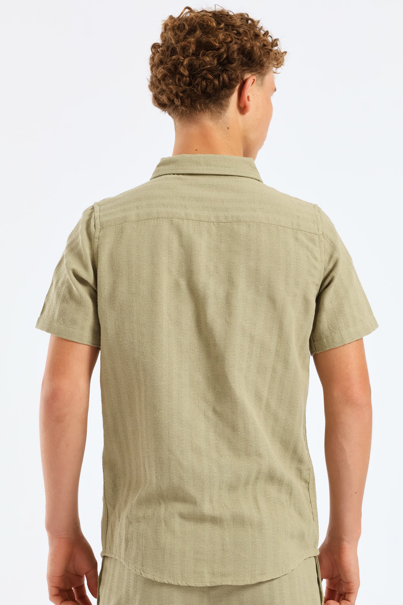Boys Texture Shirt - Olive - Image 4