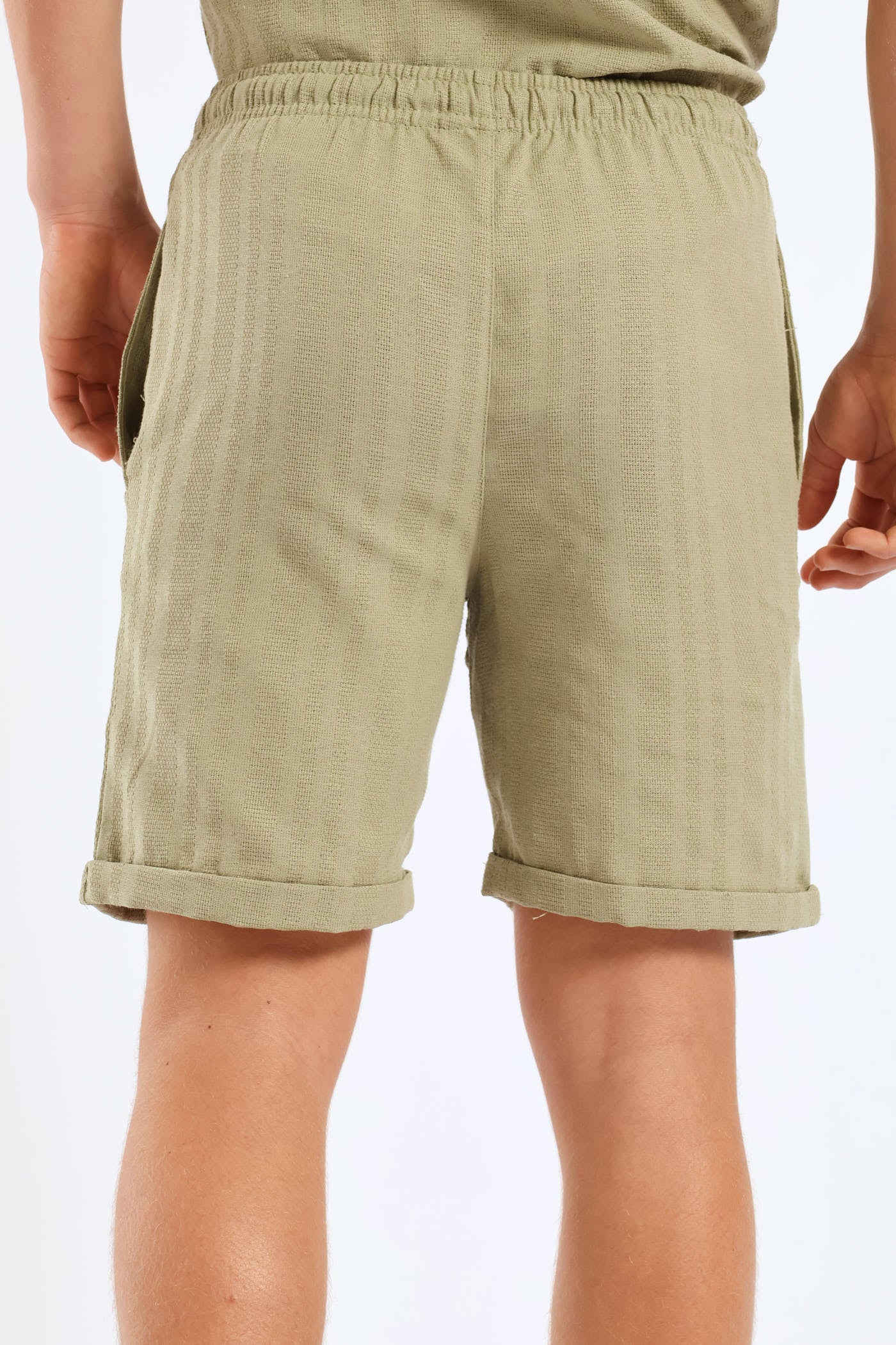 Boys Texture Short - Olive - Image 4