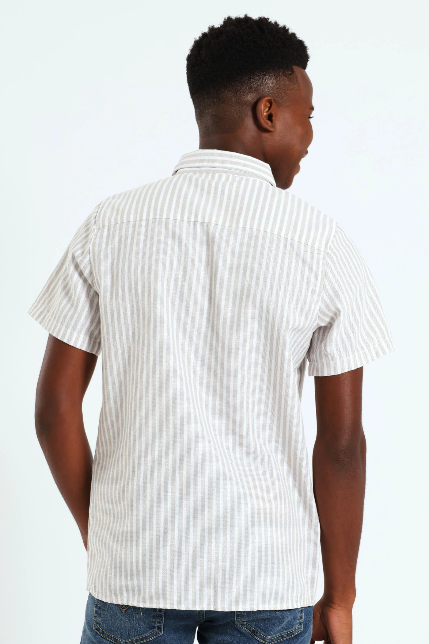 Boys Textured Stretch Shirt - Stone - Image 3