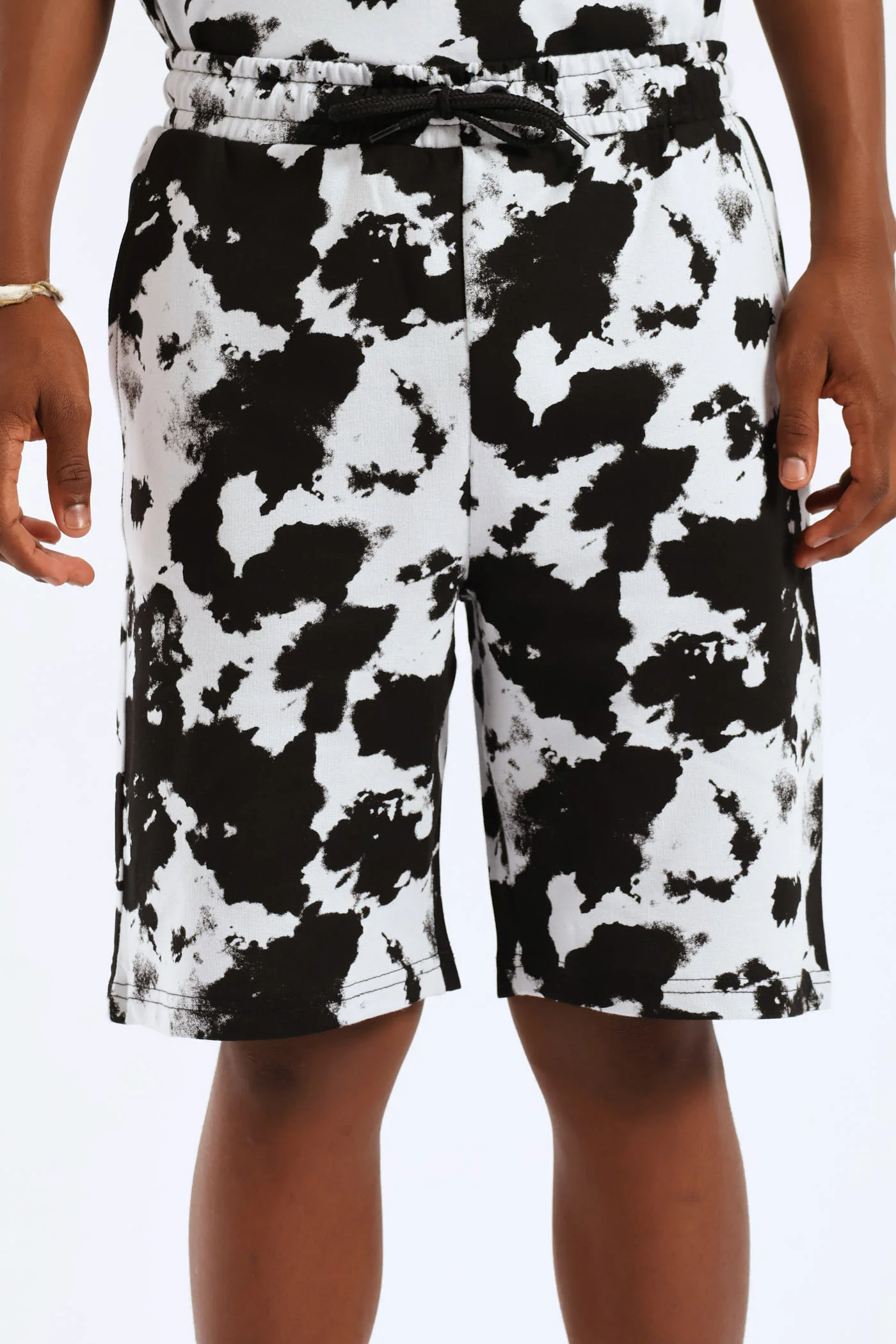 Boys Tie Dye Print Fleece Short - Black - Image 2