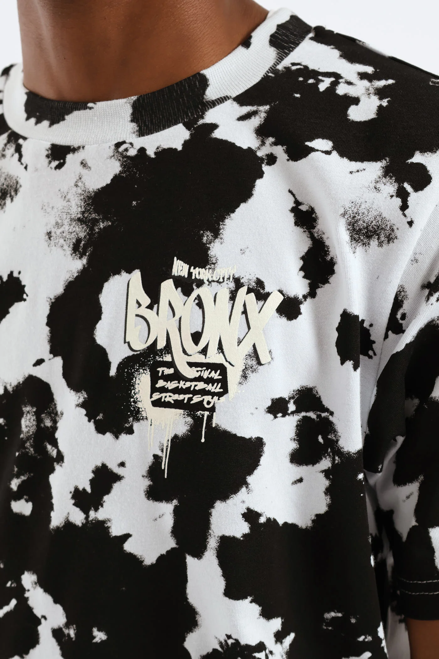 Boys Tie Dye Print Tee - Black/Grey - Image 2