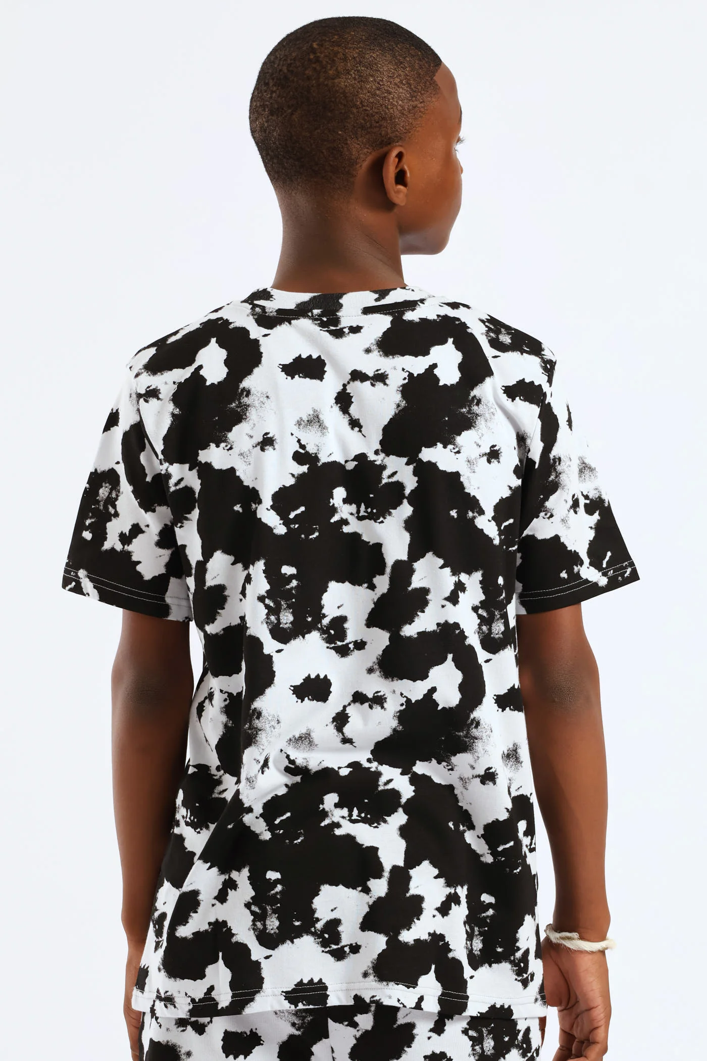 Boys Tie Dye Print Tee - Black/Grey - Image 4