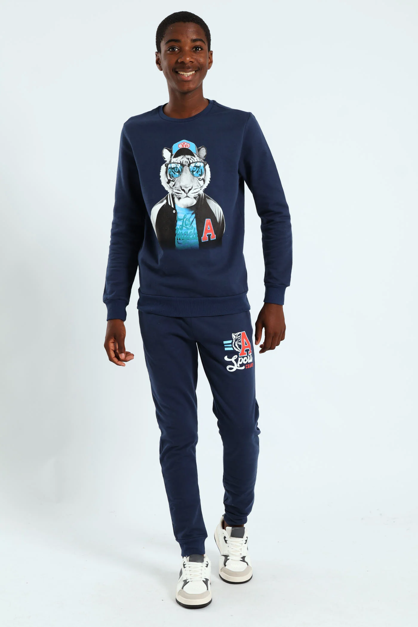 Boys Tiger Crew Top - Navy - Image 2