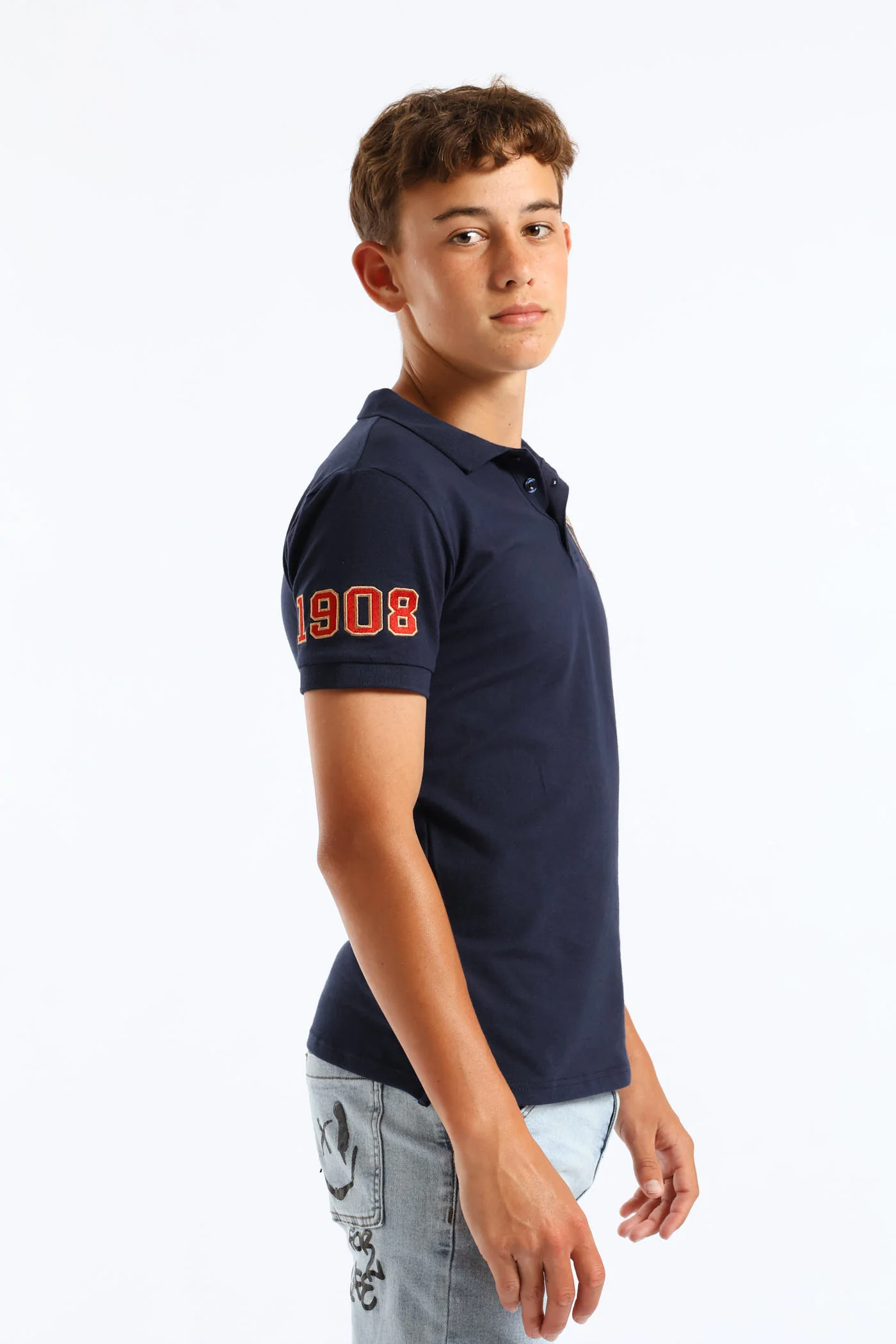 Boys Timothy Crest Badge Golfer - Navy - Image 4