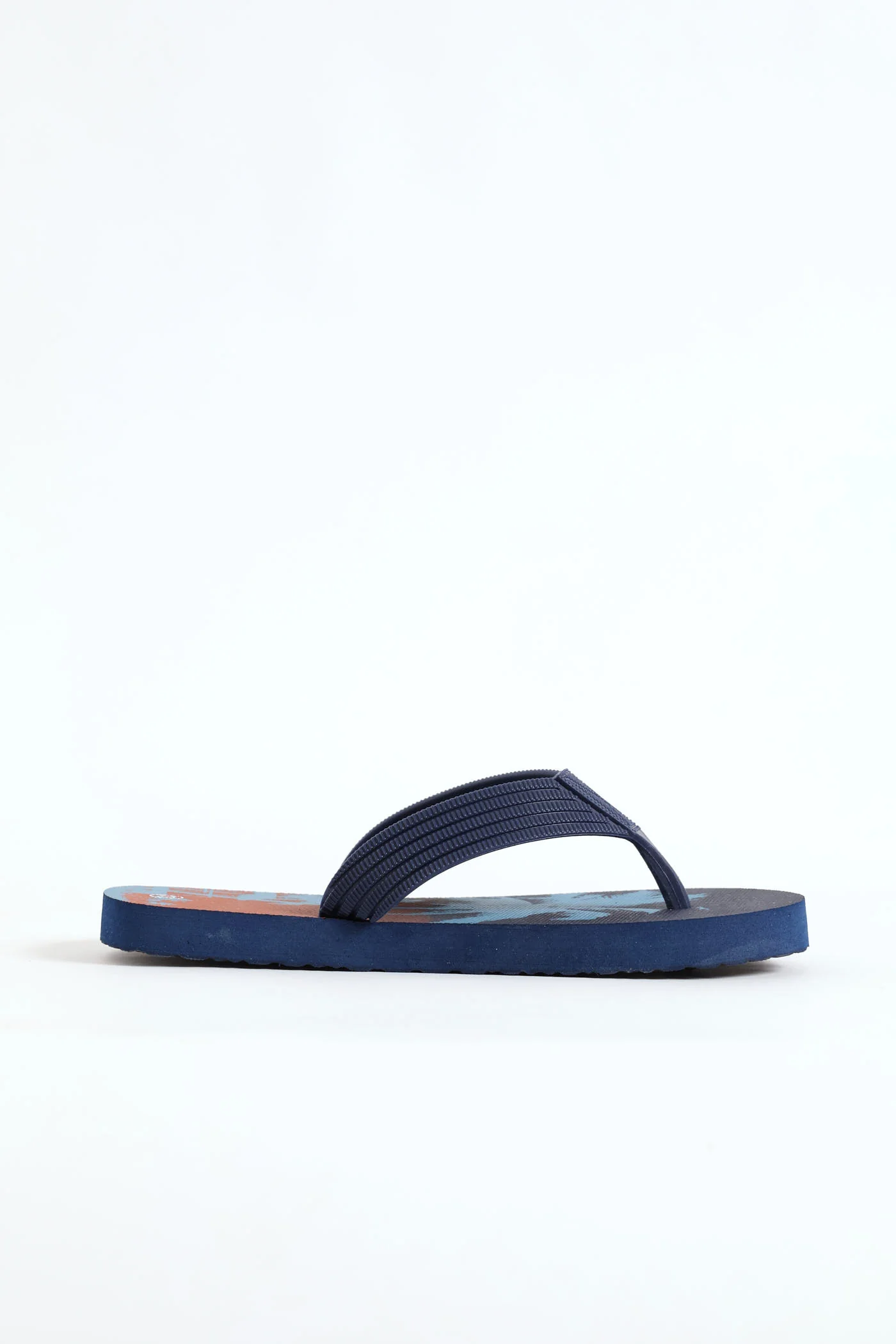 Boys Tropical Print Thong Sandal - Navy - Image 3