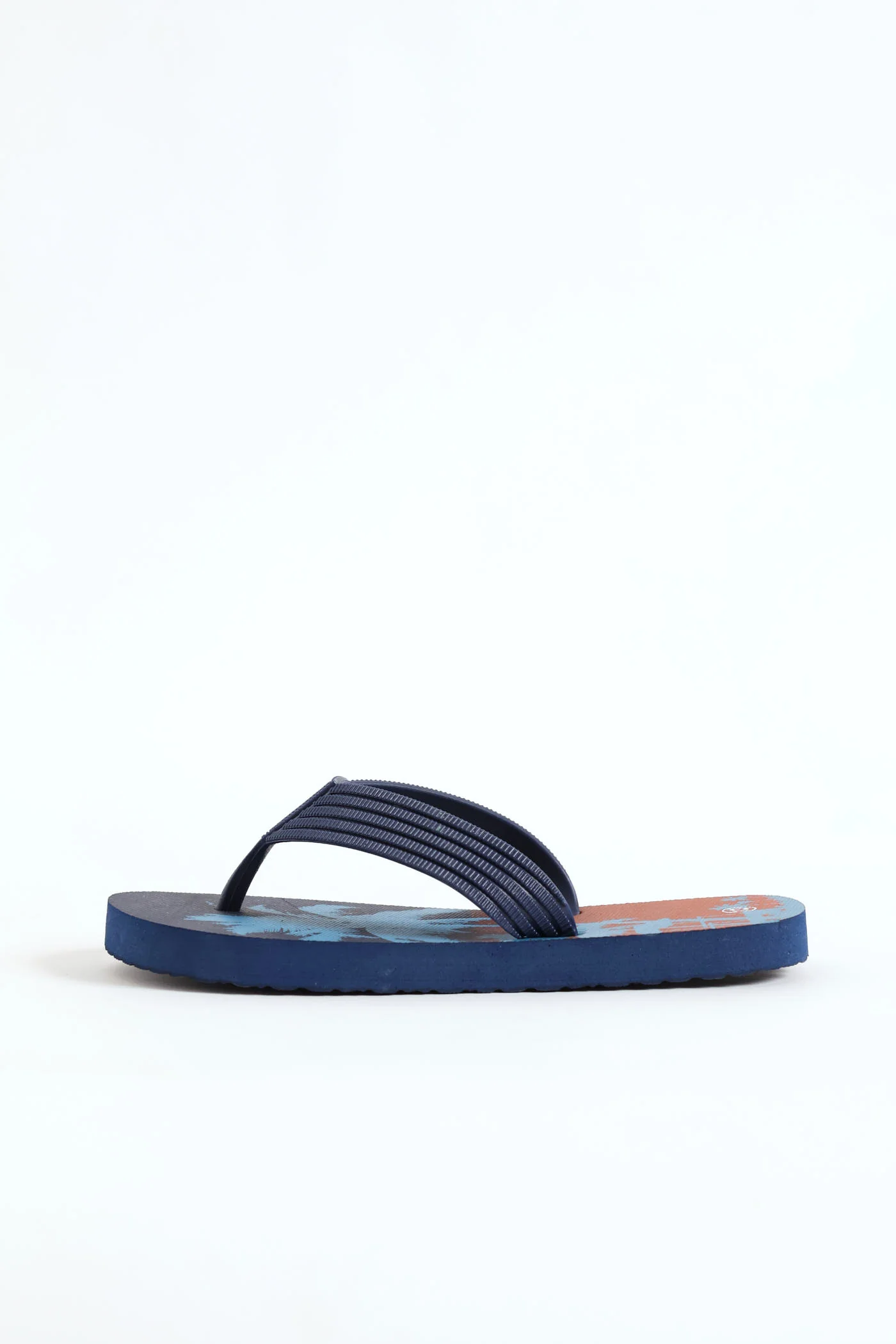 Boys Tropical Print Thong Sandal - Navy - Image 4