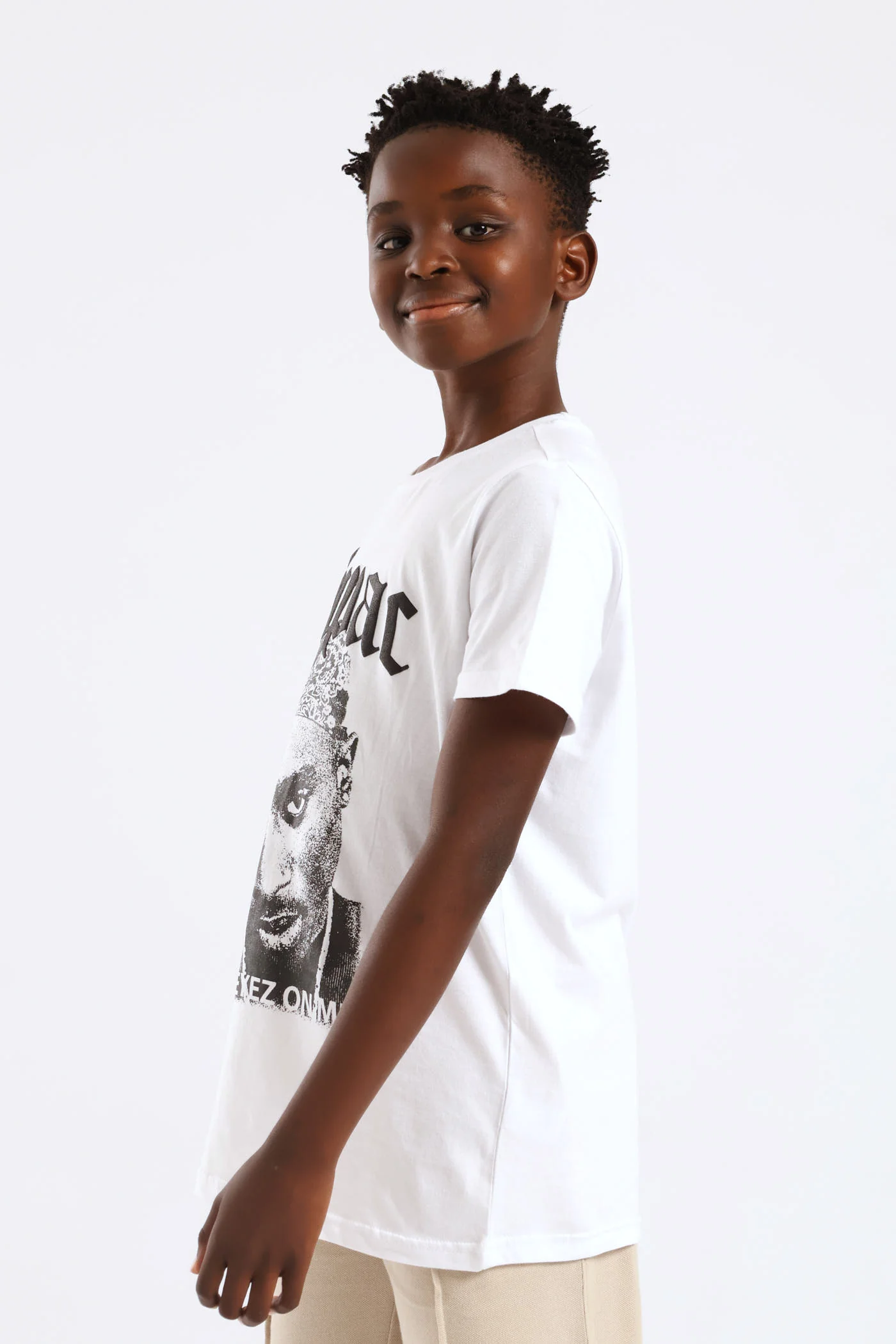 Boys Tupac T-Shirt - White - Image 3