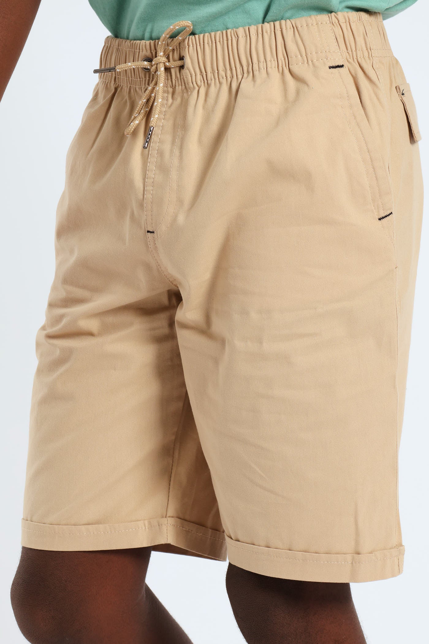 Boys Turn Up Woven Pull On Short - Khaki - Image 3