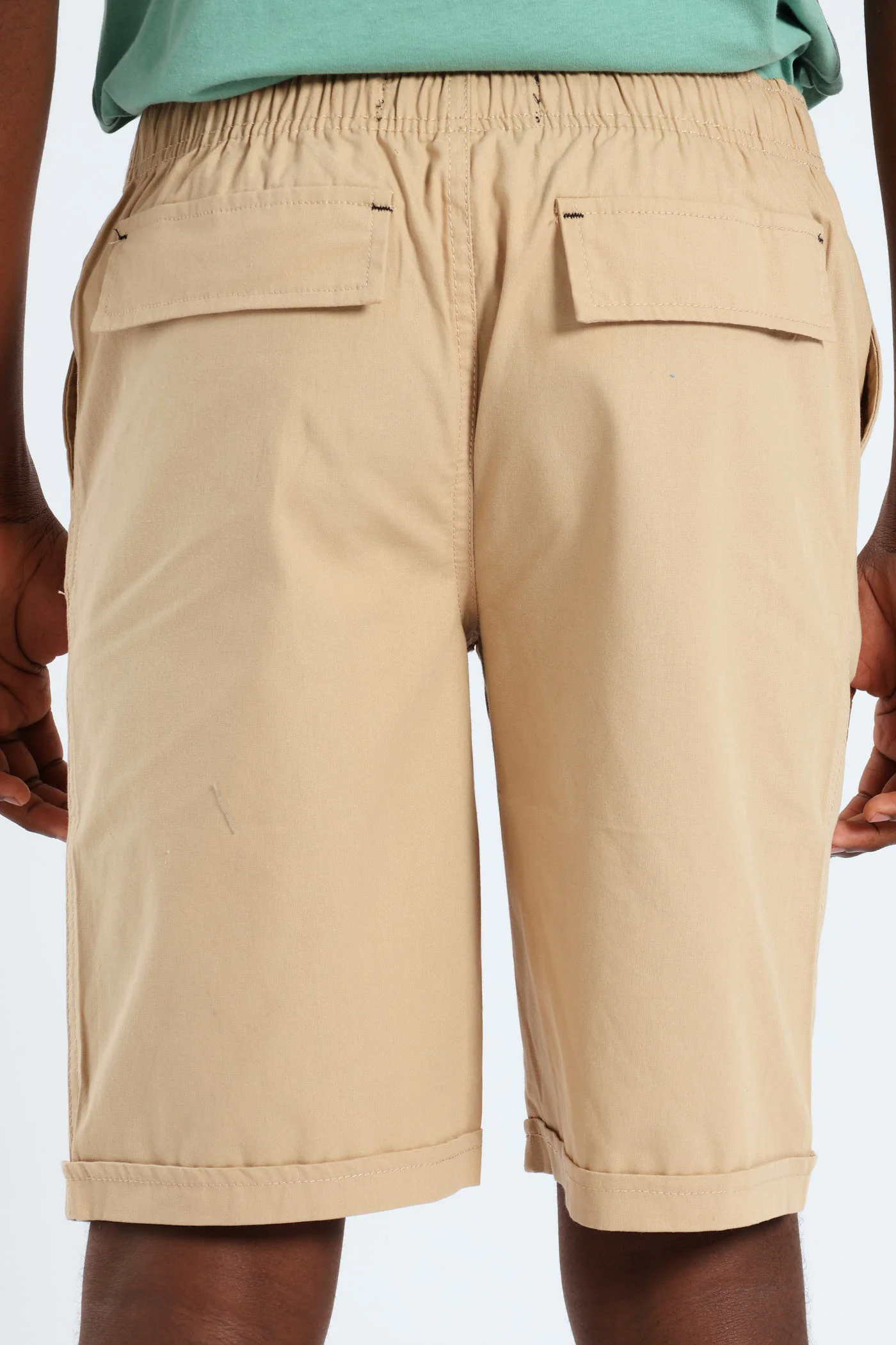 Boys Turn Up Woven Pull On Short - Khaki - Image 4